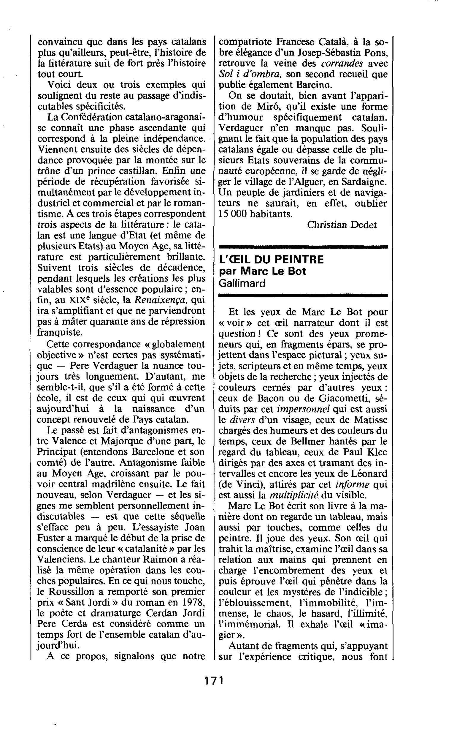 L’OEIL DU PEINTRE par Marc Le Bot