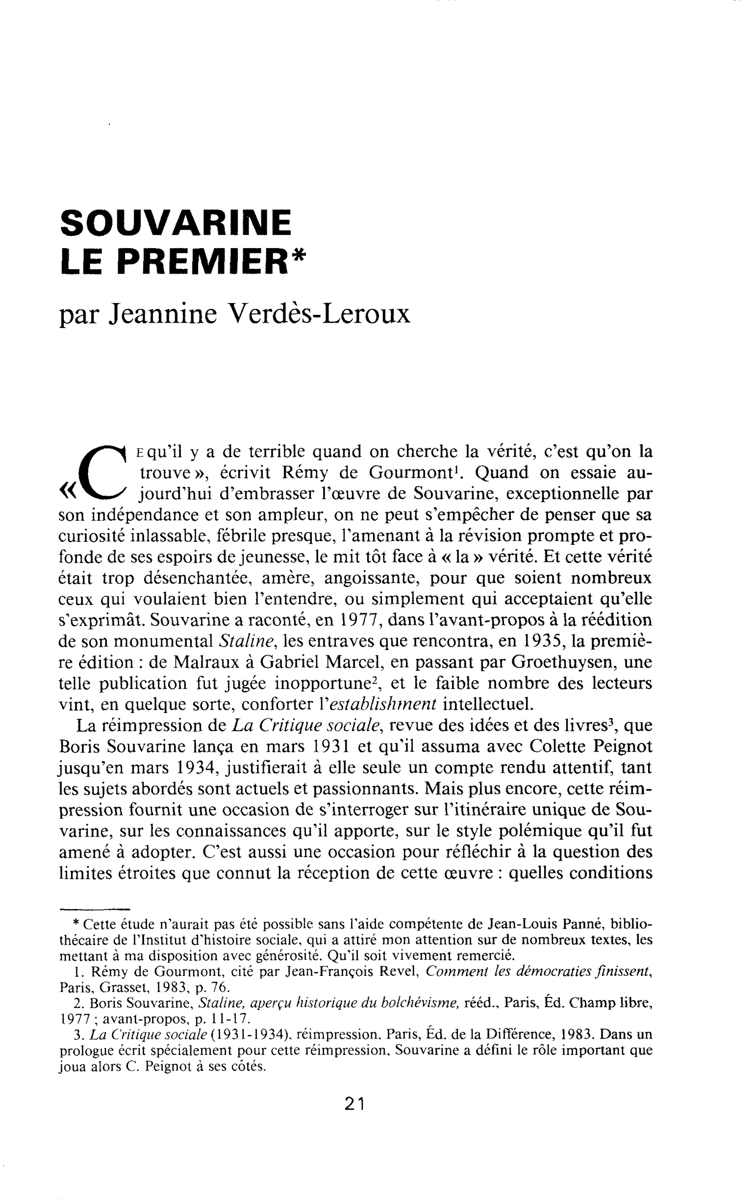 SOUVARINE LE PREMIER