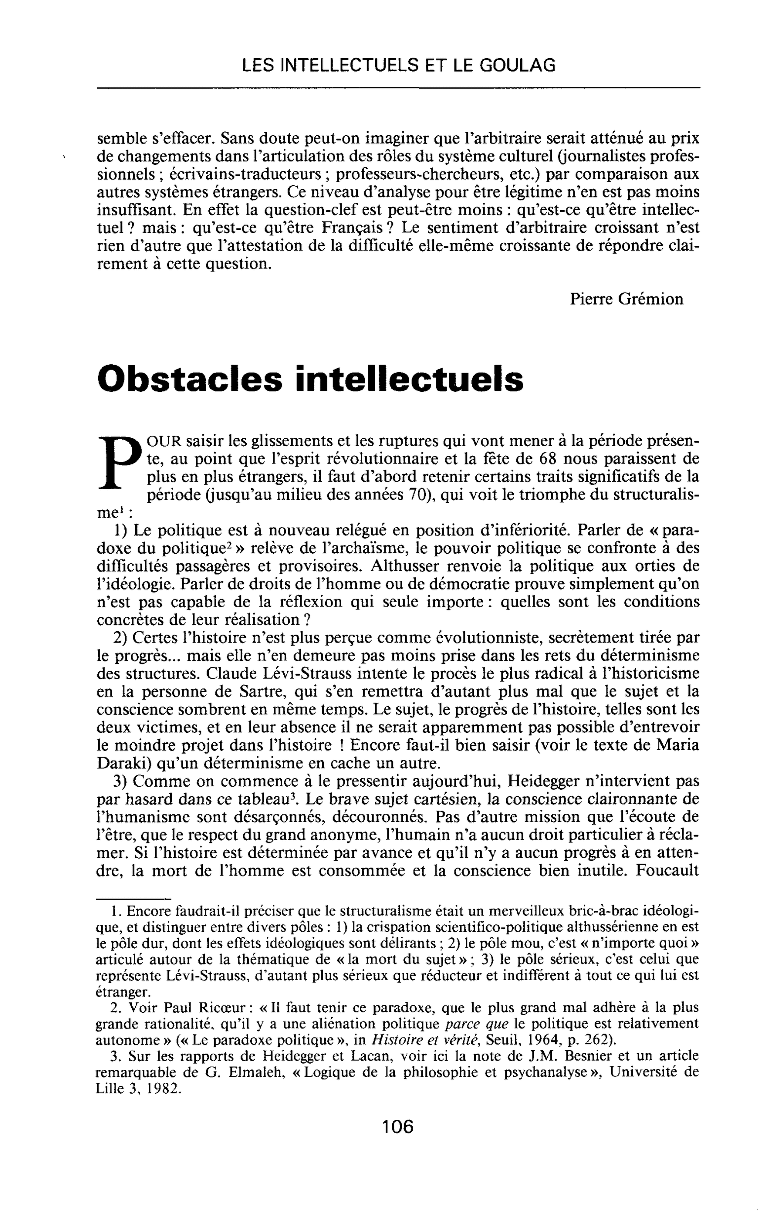 Obstacles intellectuels