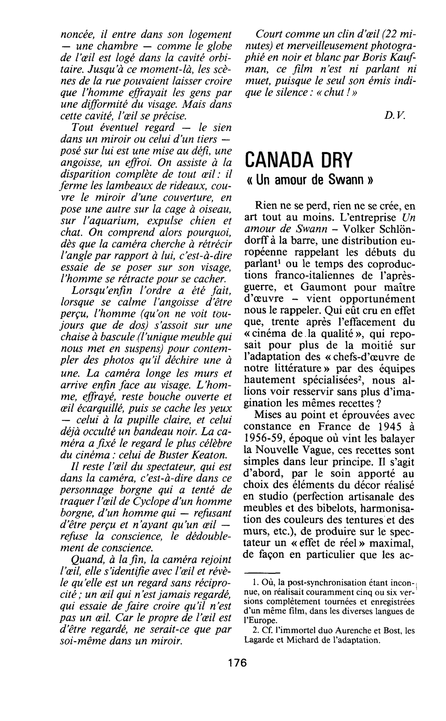 CANADA DRY. « Un amour de Swann »