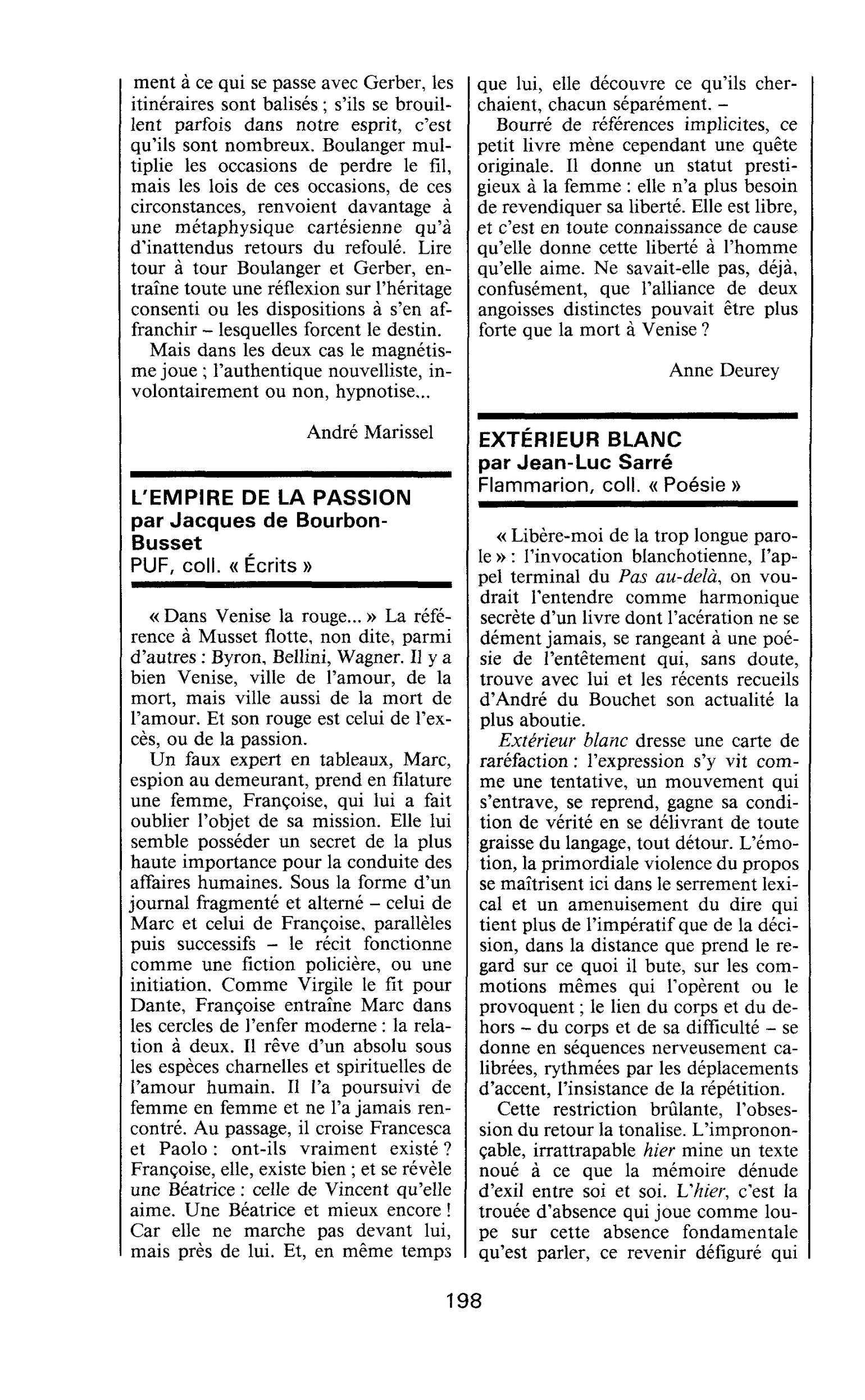 EXTÉRIEUR BLANC par Jean-Luc Sarré