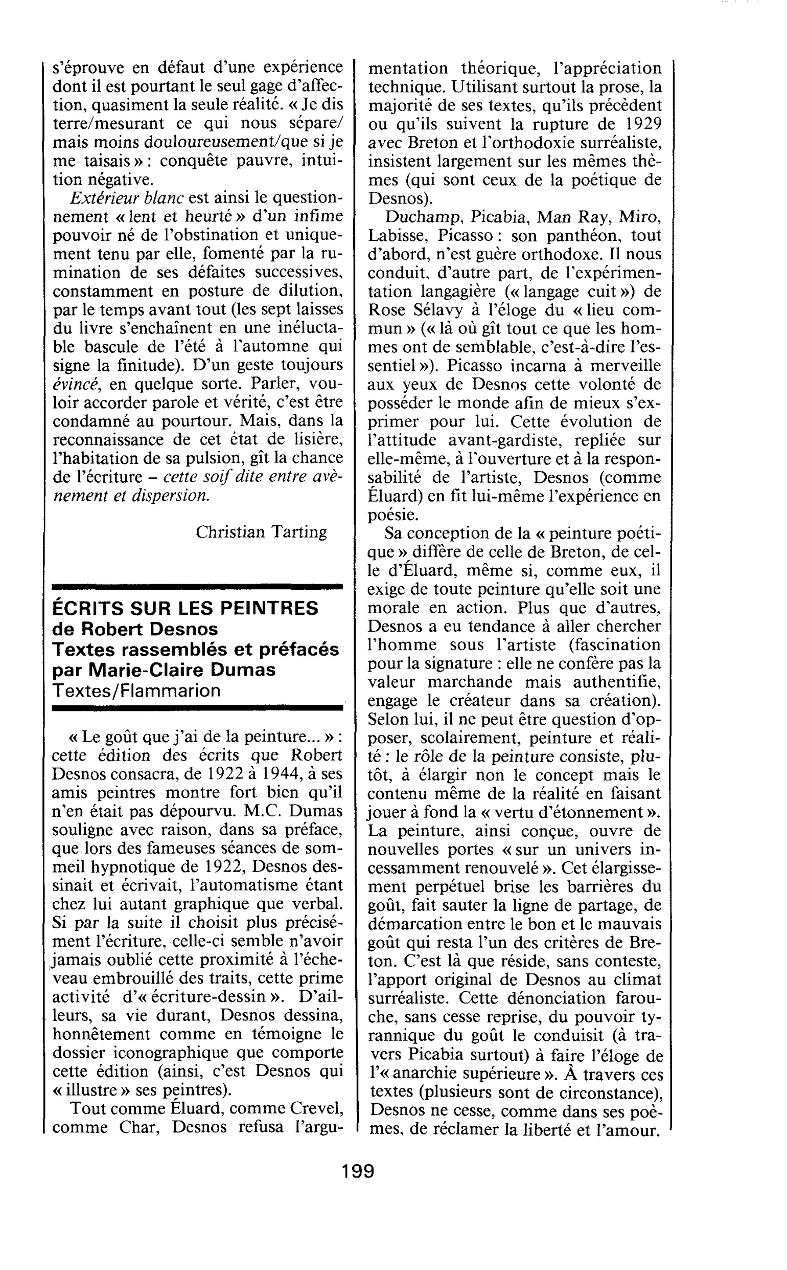 ÉCRITS SUR LES PEINTRES de Robert Desnos