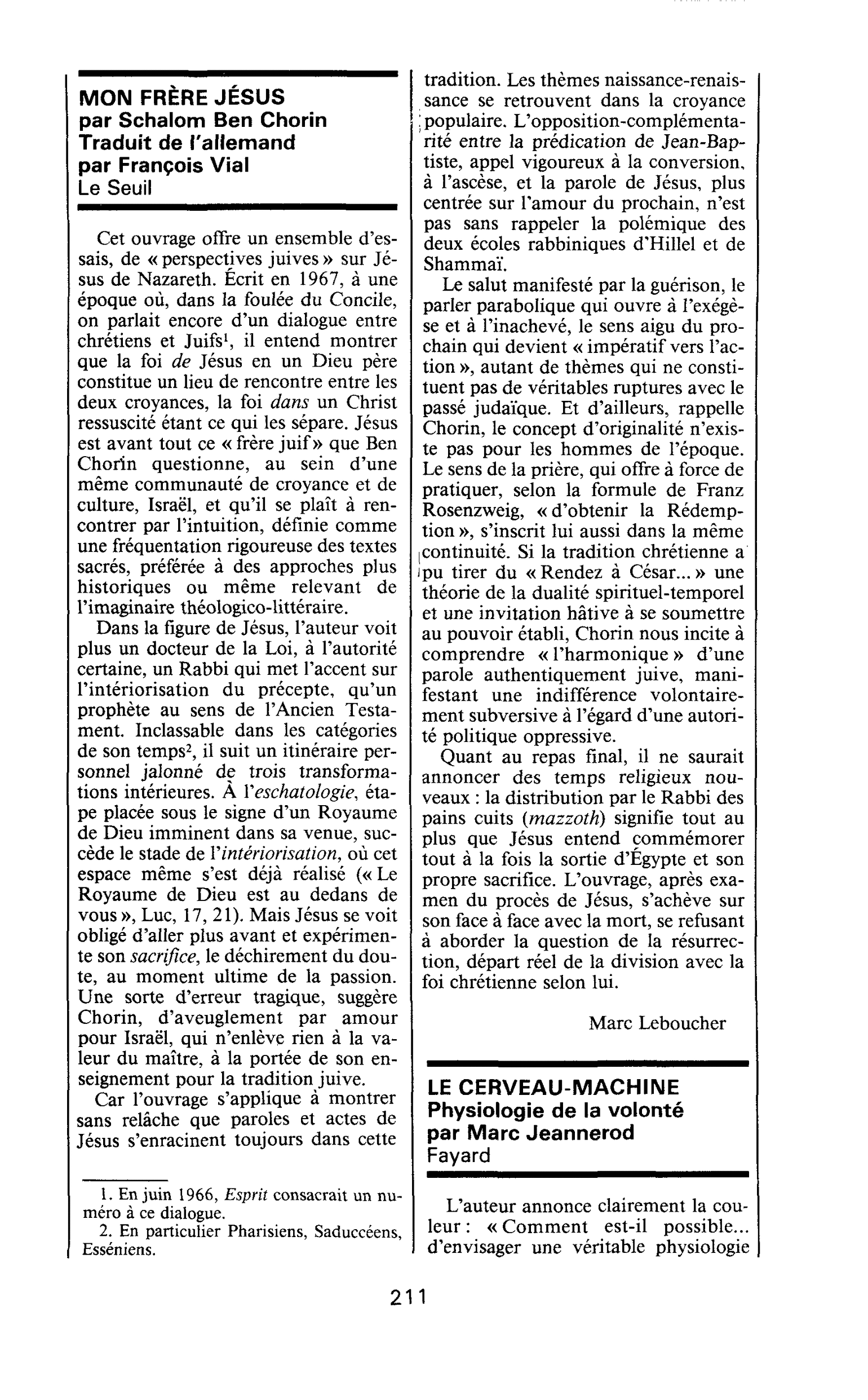 LE CERVEAU-MACHINE. Physiologie de la volonté par Marc Jeannerod