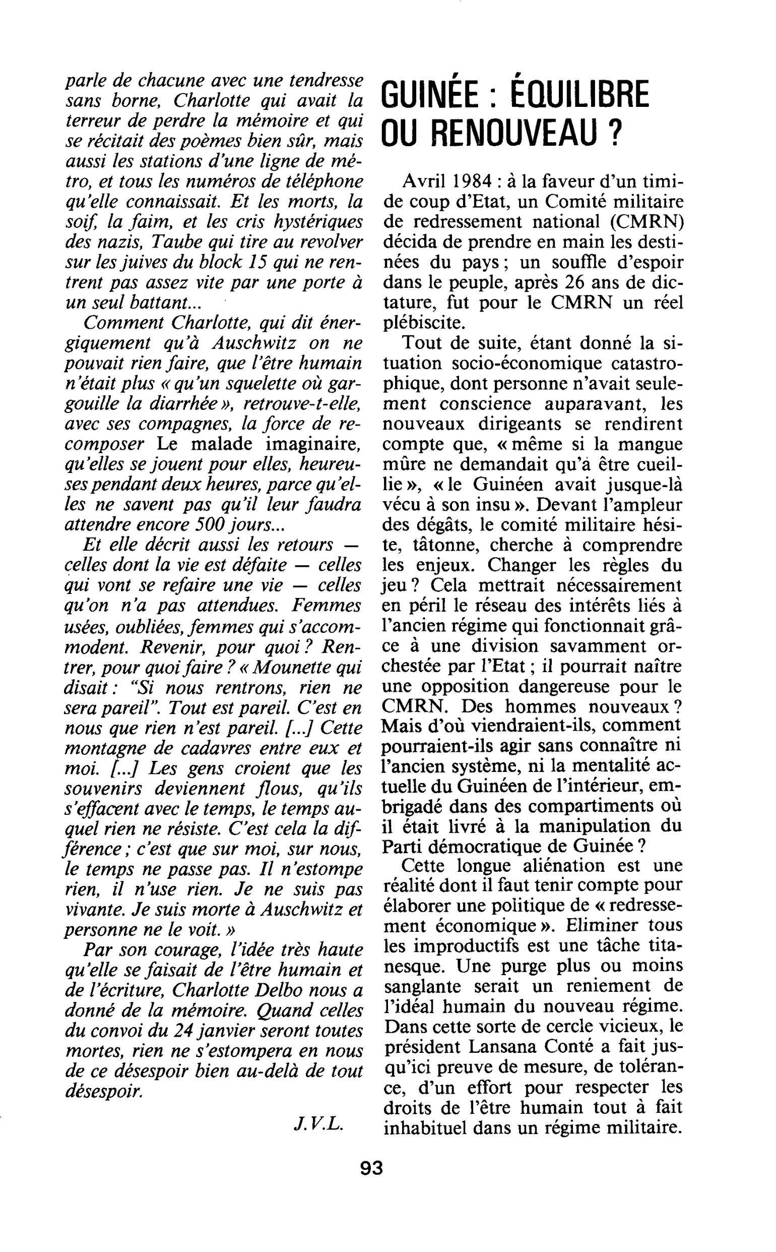 GUINÉE : ÉQUILIBRE OU RENOUVEAU ?