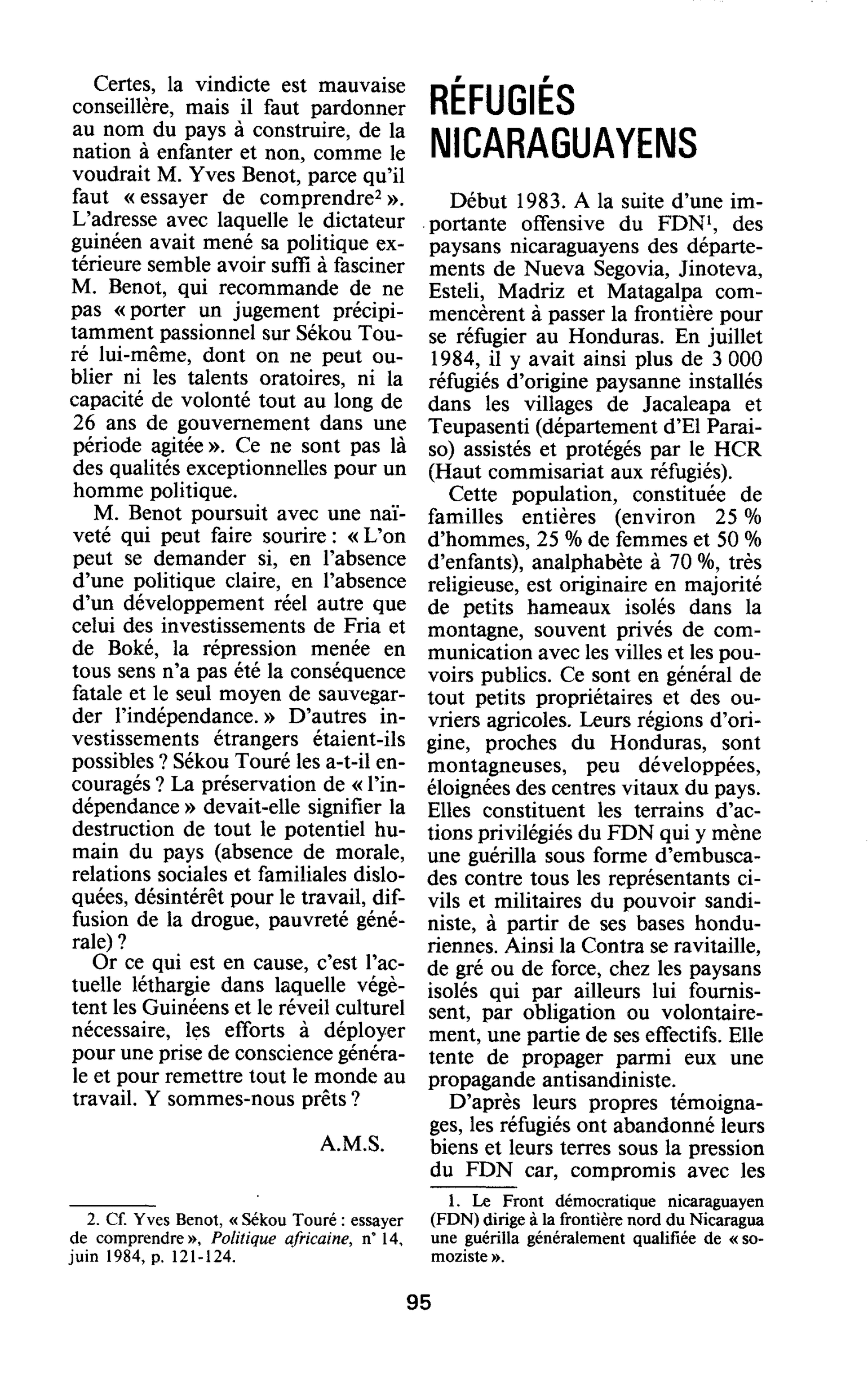RÉFUGIÉS NICARAGUAYENS