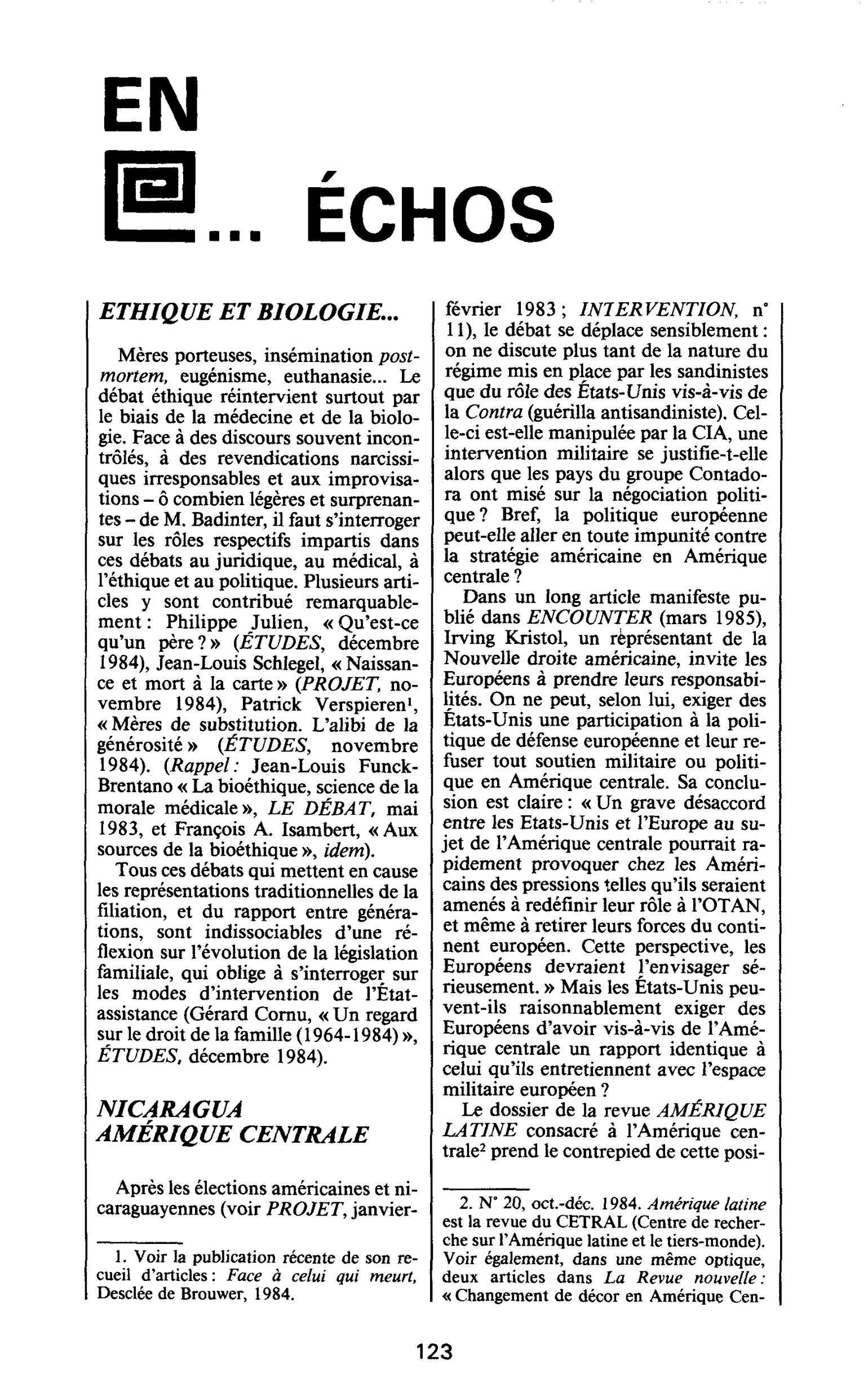 ETHIQUE ET BIOLOGIE…