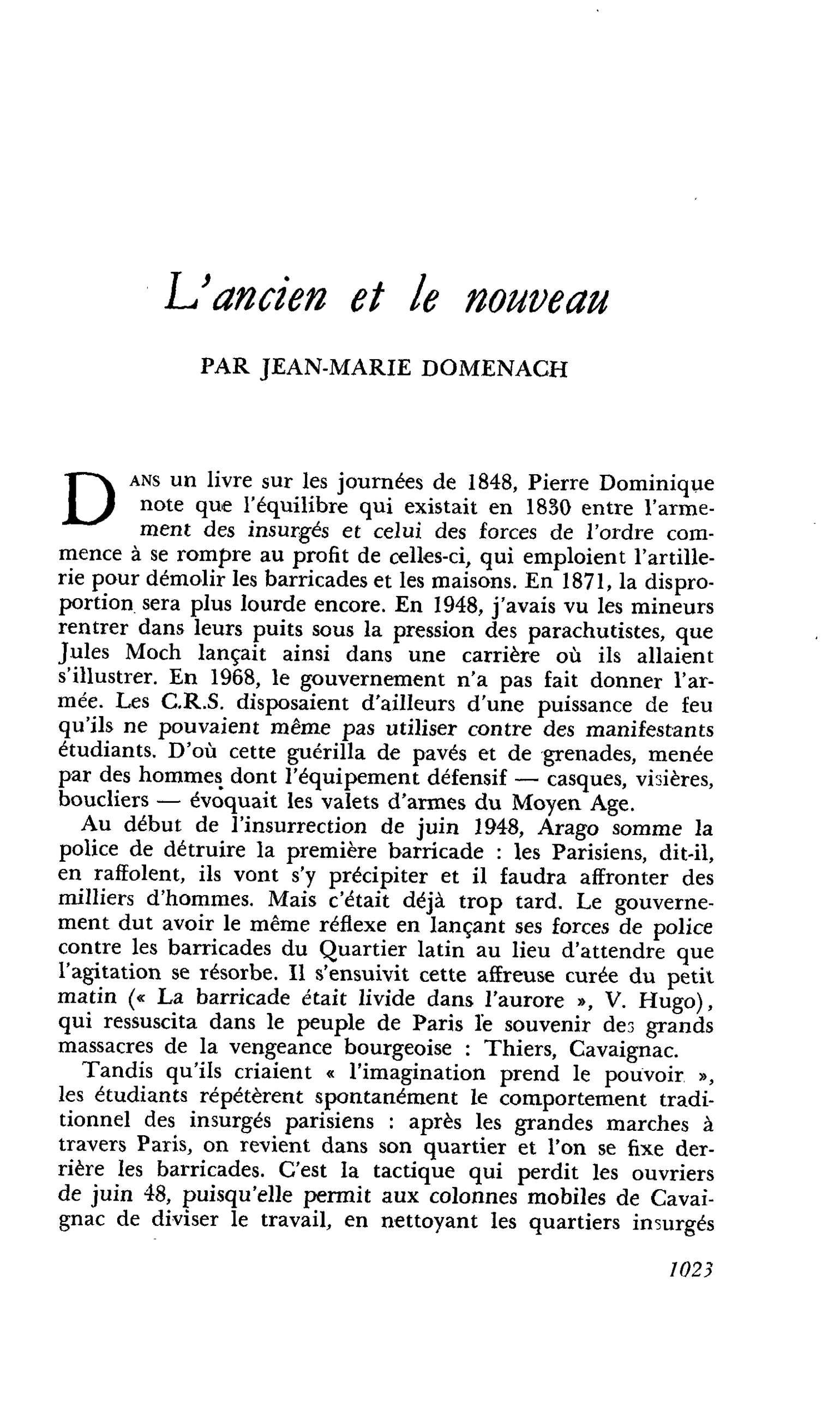 L’ancien et le nouveau