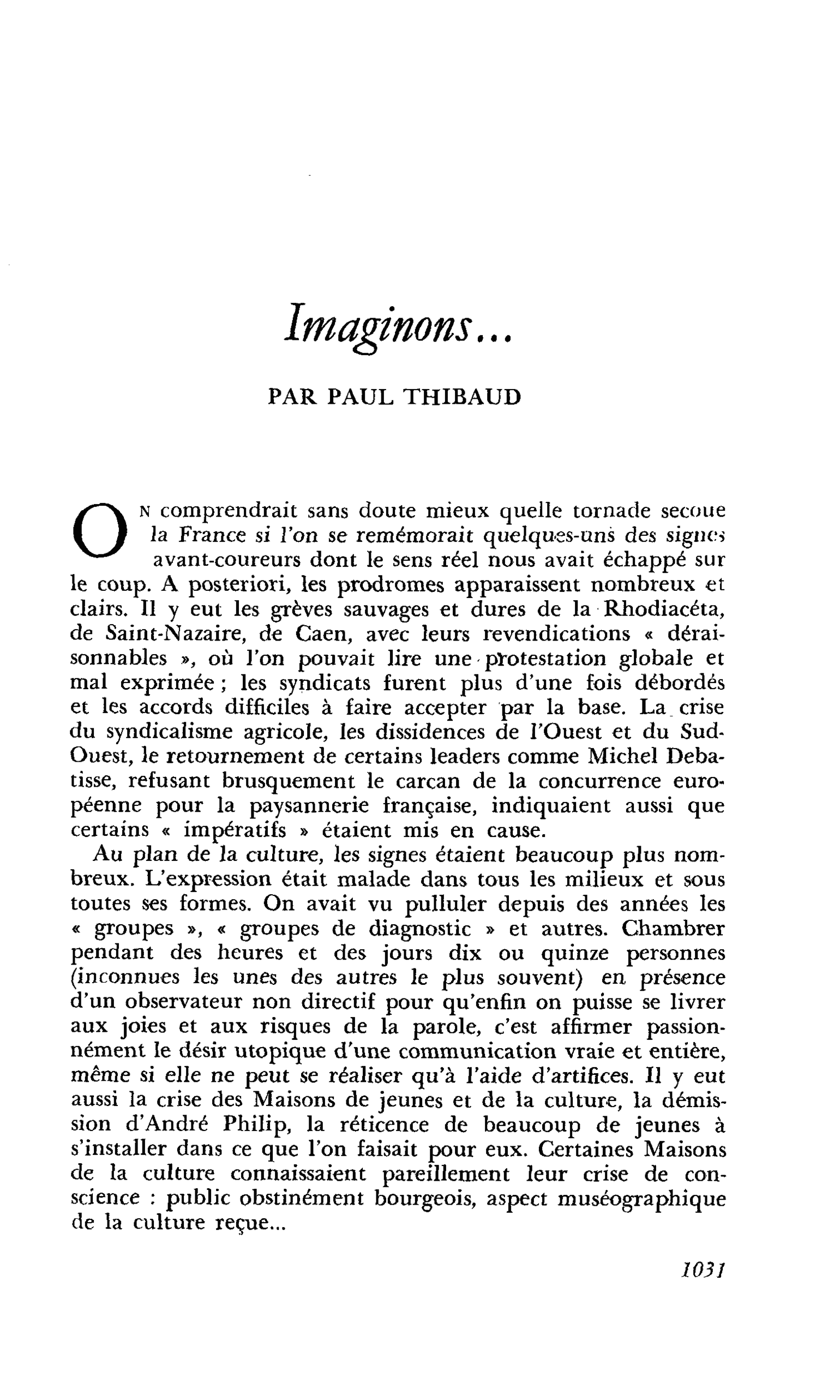 Imaginons…