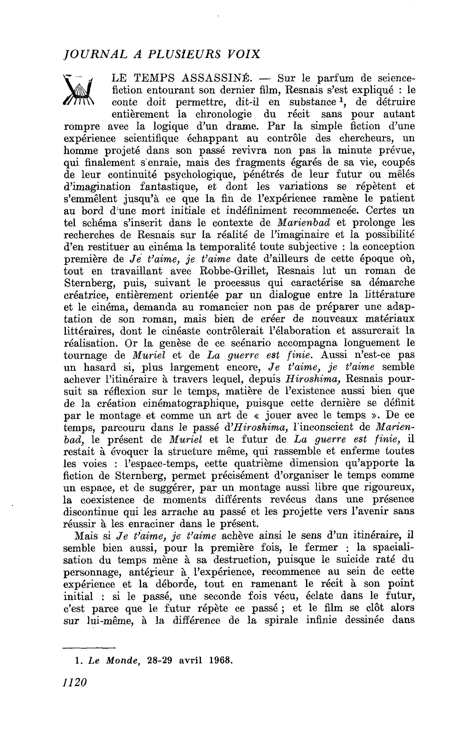LE TEMPS ASSASSINÉ