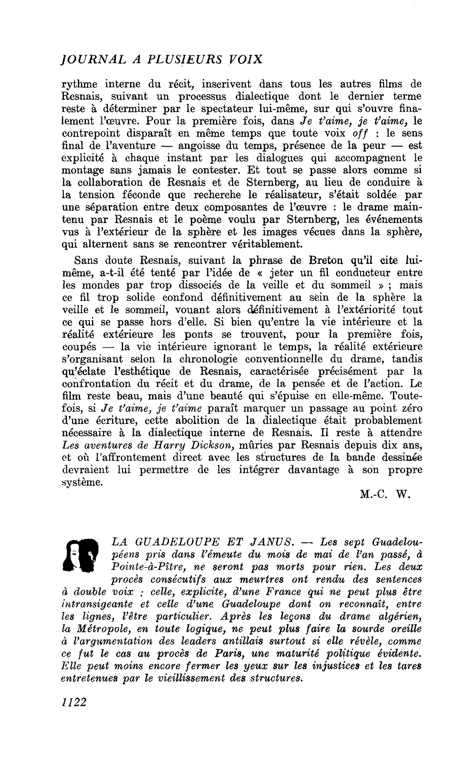 LA GUADELOUPE ET JANUS