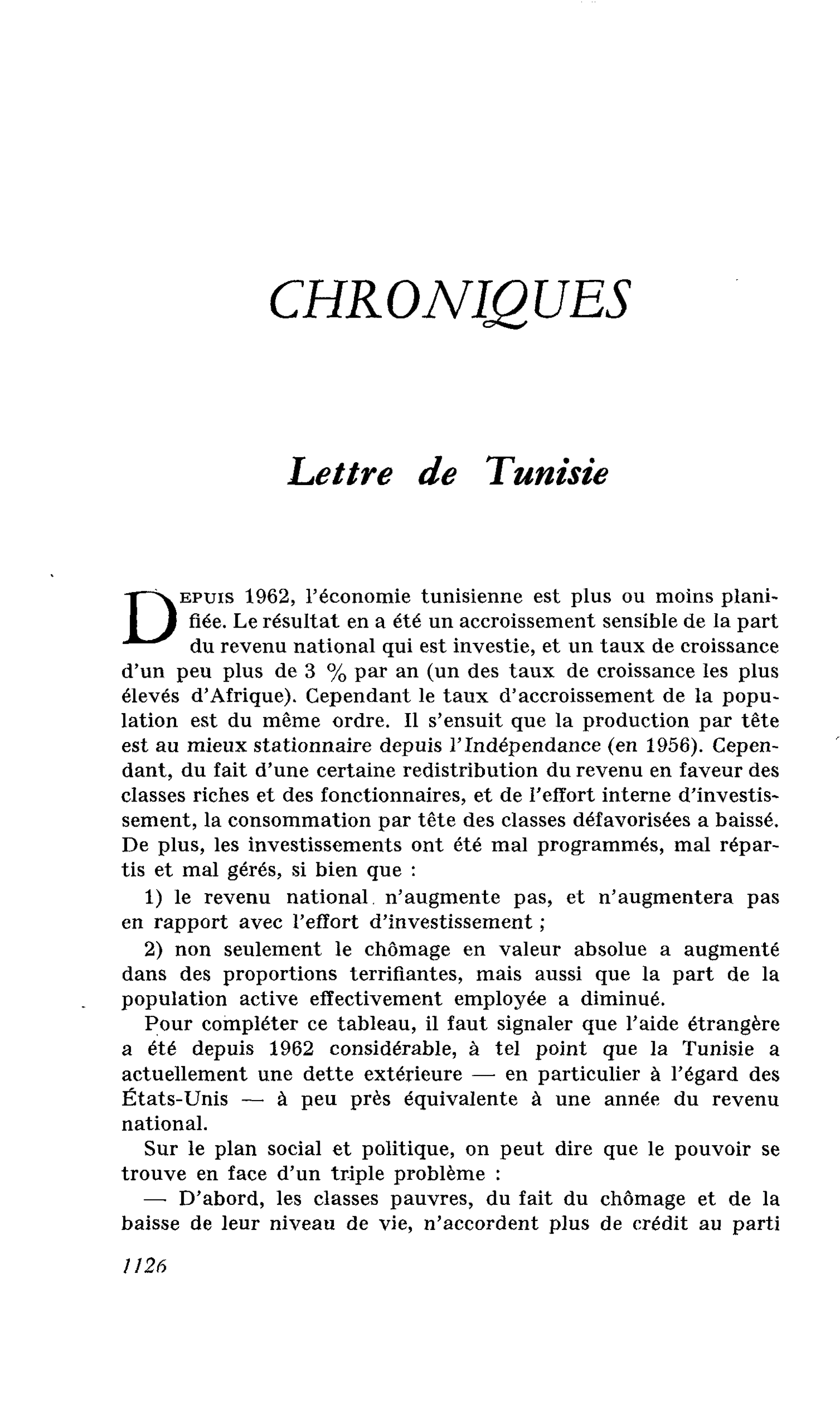 Lettre de Tunisie
