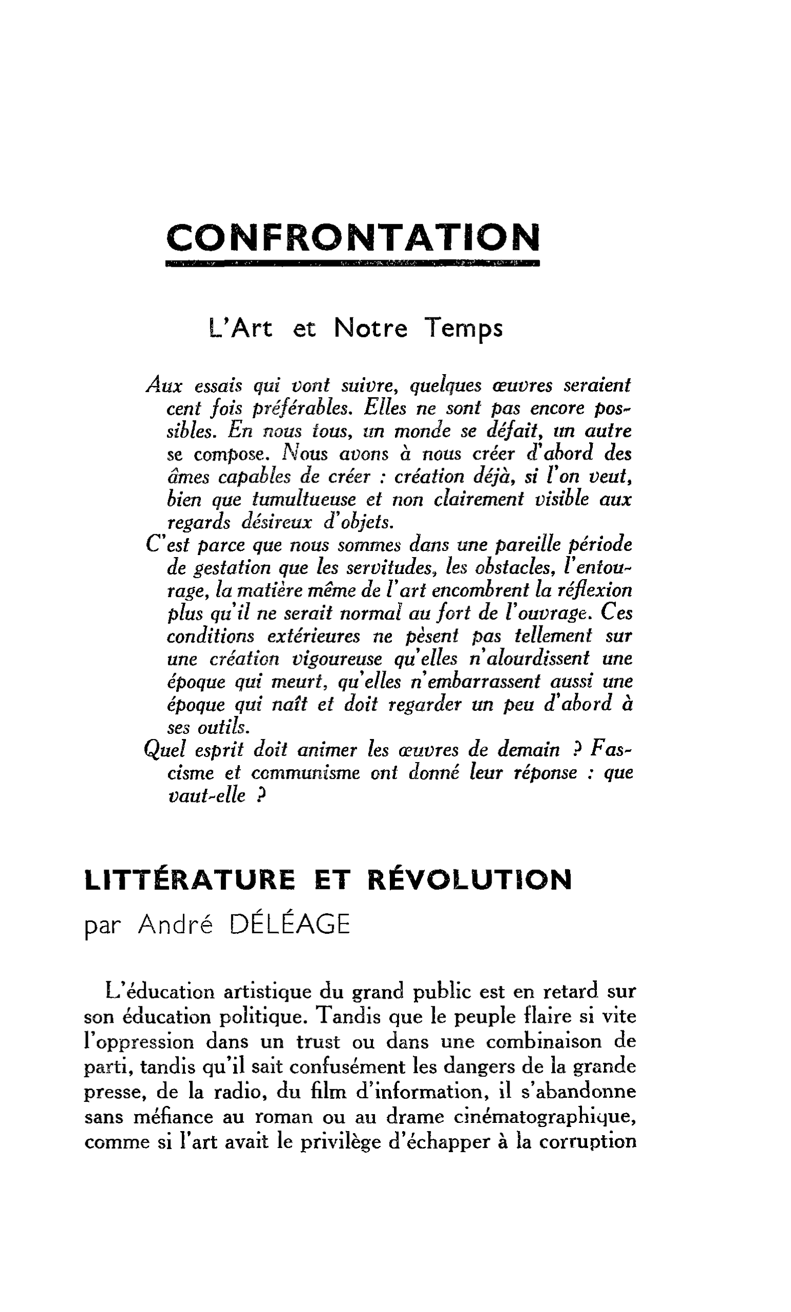 LITTÉRATURE ET RÉVOLUTION