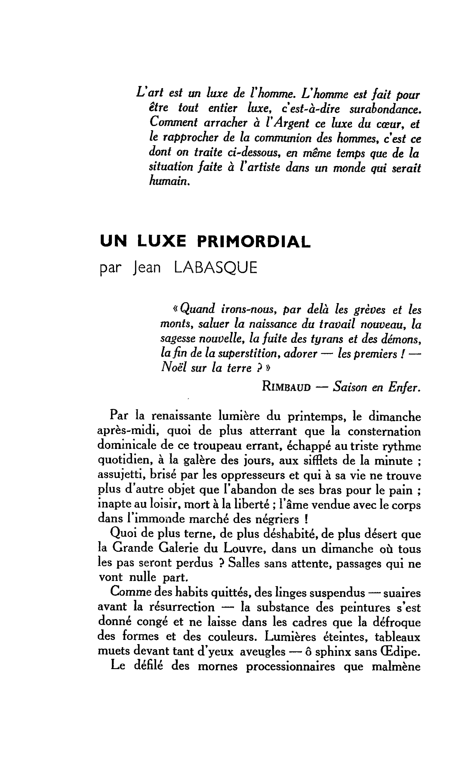 UN LUXE PRIMORDIAL