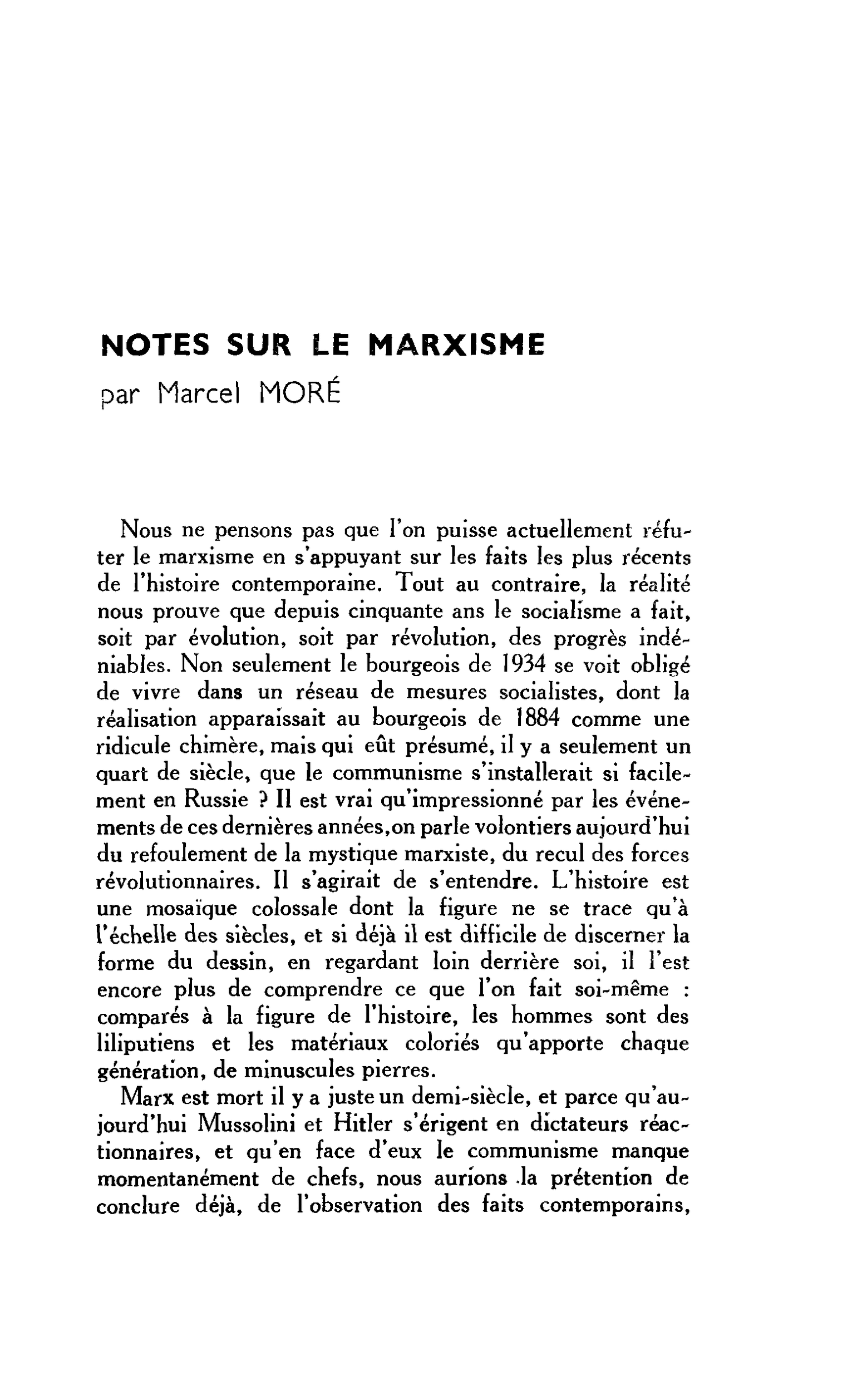NOTES SUR LE MARXISME