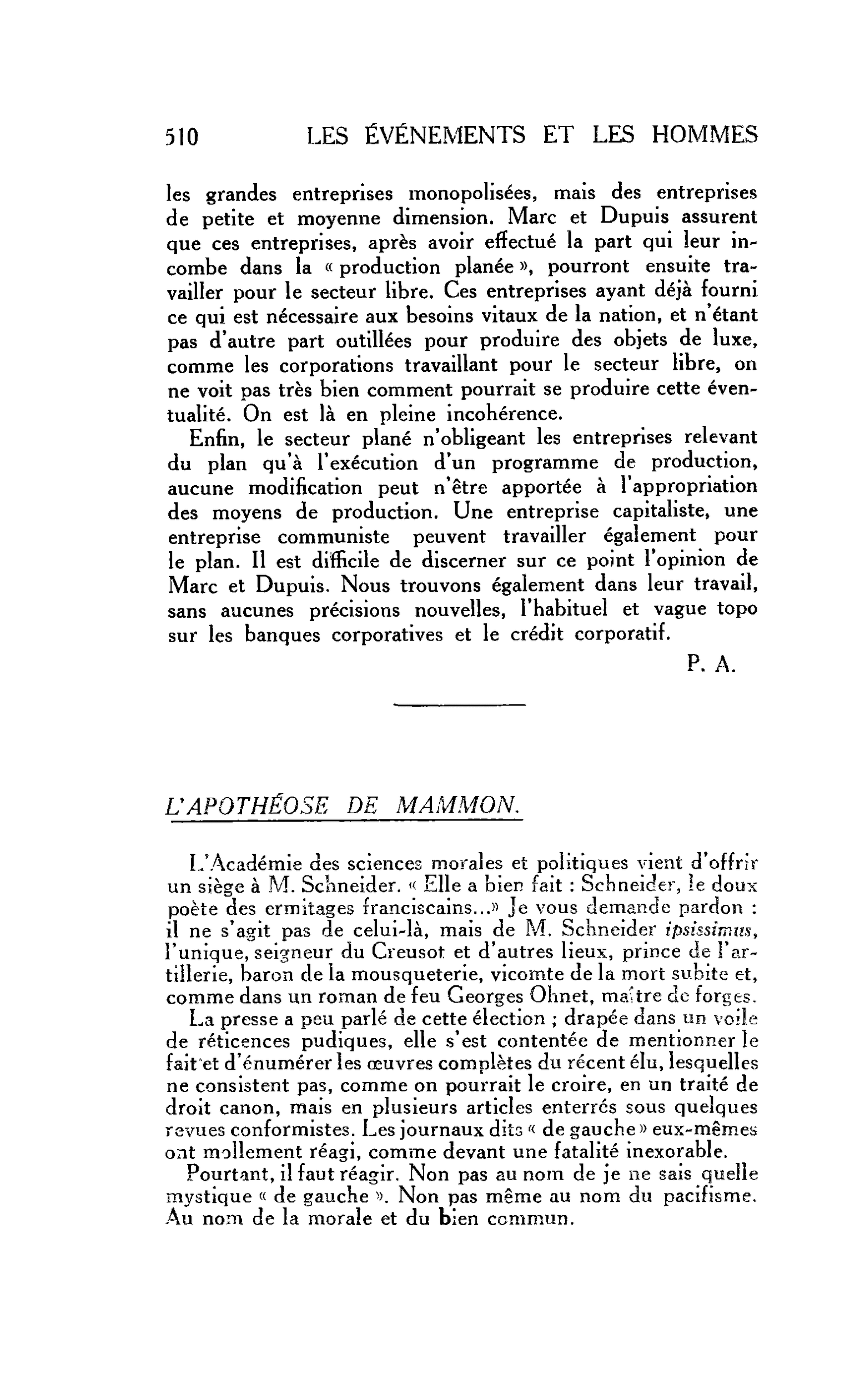 L’APOTHÉOSE DE MAMMON