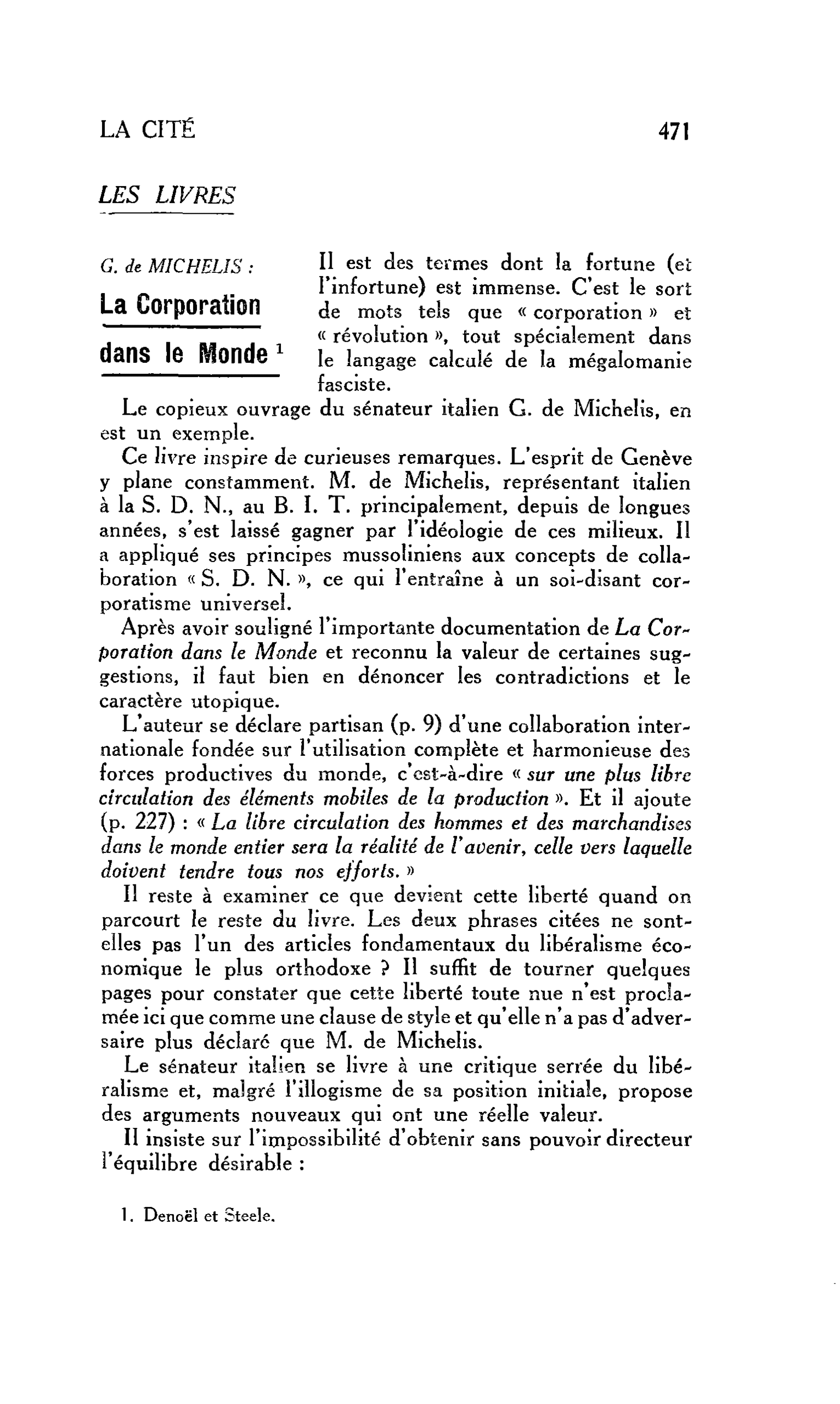 LES LIVRES G. de MICHELIS : La Corporation dans le Monde
