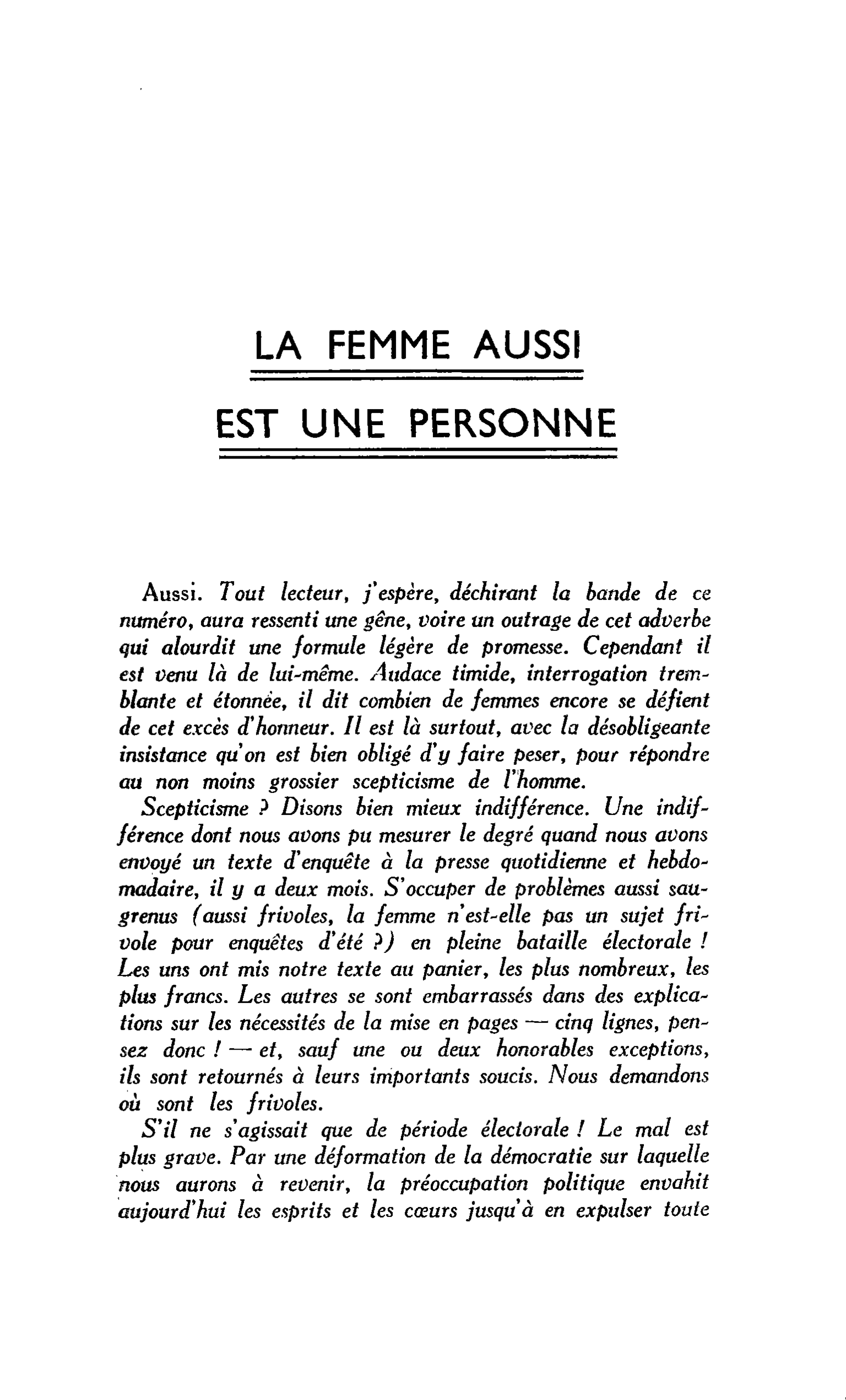 La femme aussi est une personne
