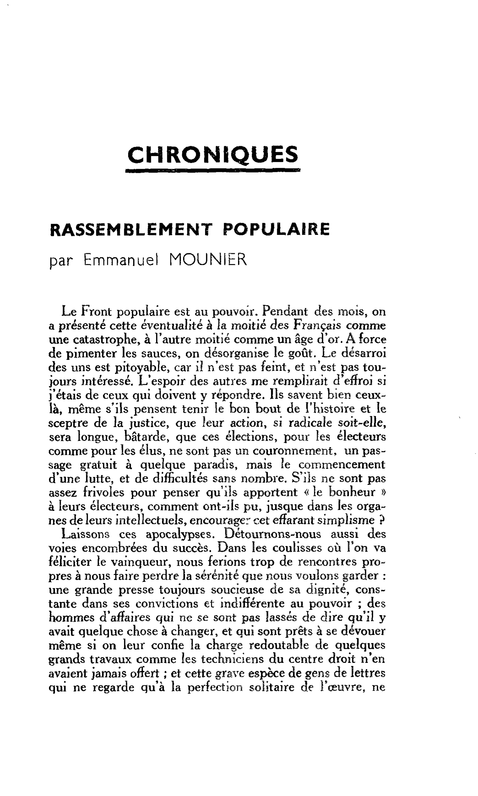RASSEMBLEMENT POPULAIRE
