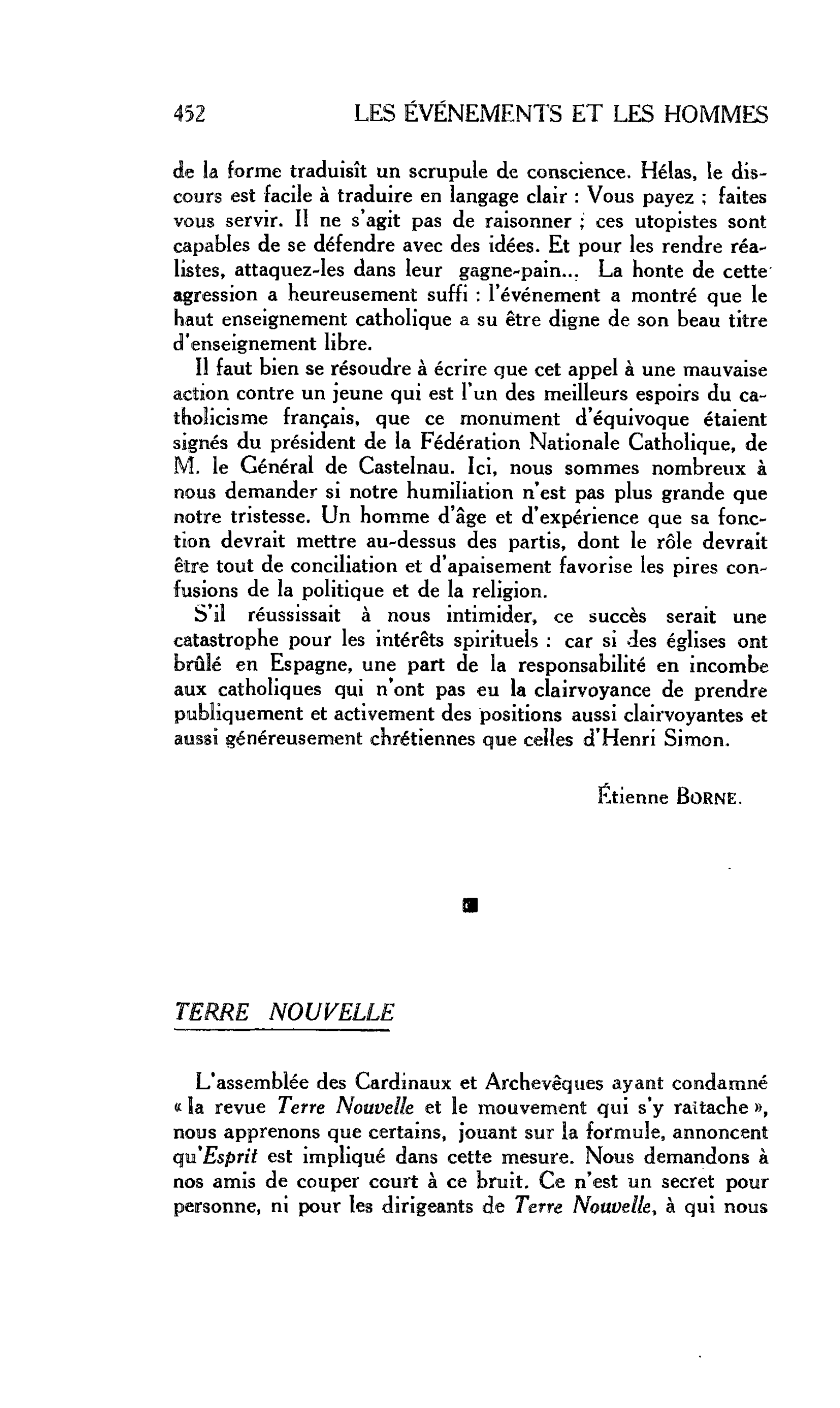 LA RELIGION ET LE MONDE : TERRE NOUVELLE
