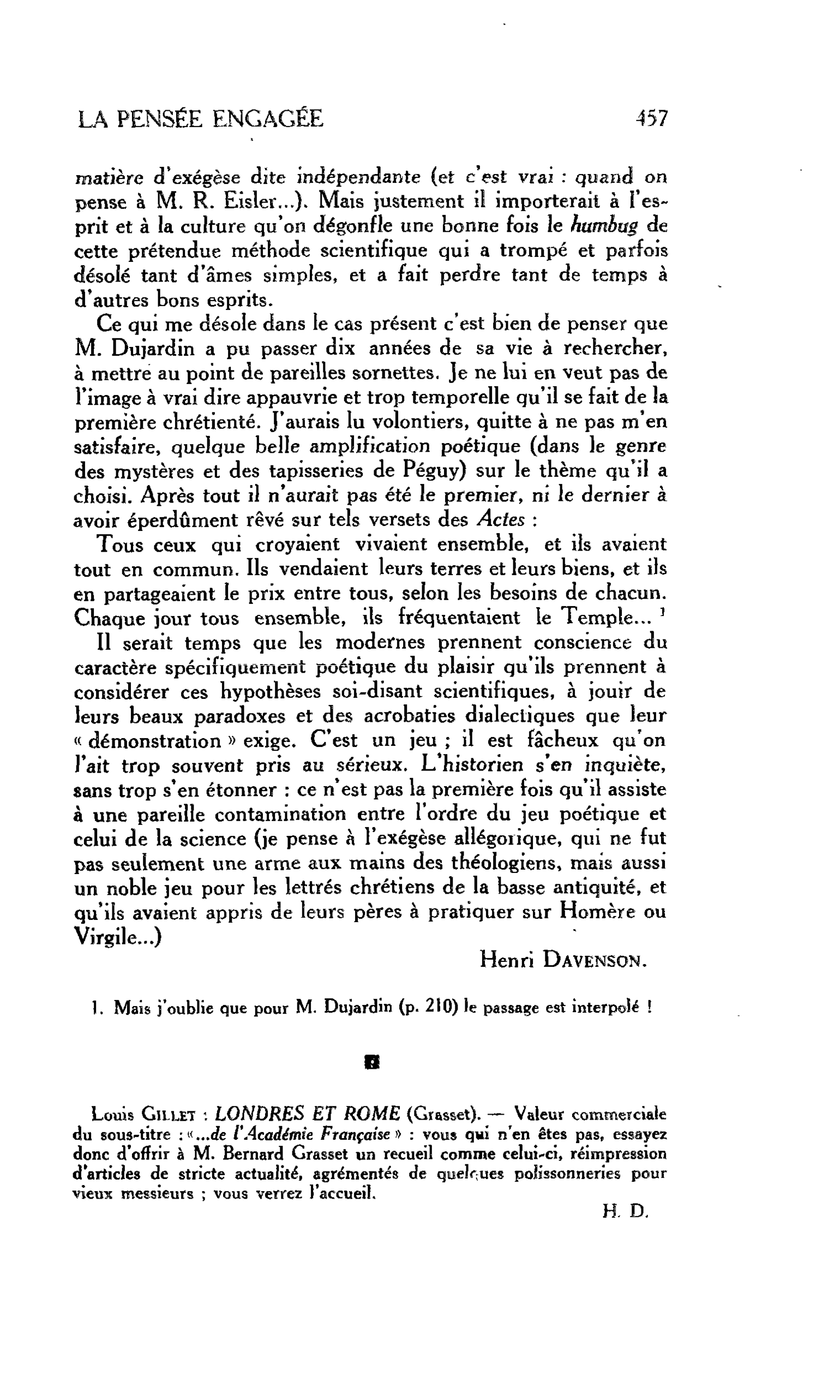 LA PENSÉE ENGAGÉE. Louis GlLLET : LONDRES ET ROME