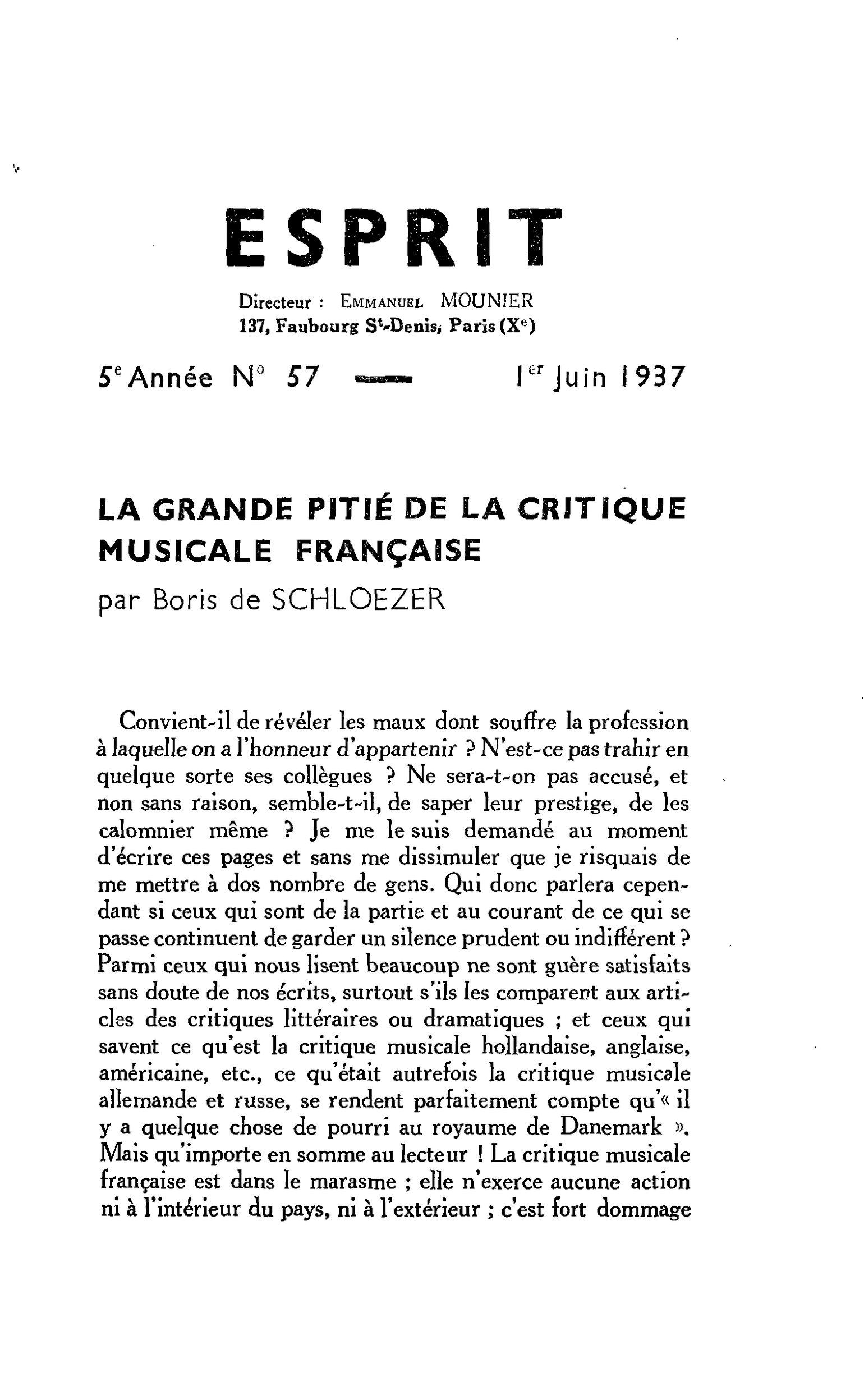 LA GRANDE PITIÉ DE LA CRITIQUE MUSICALE FRANÇAISE