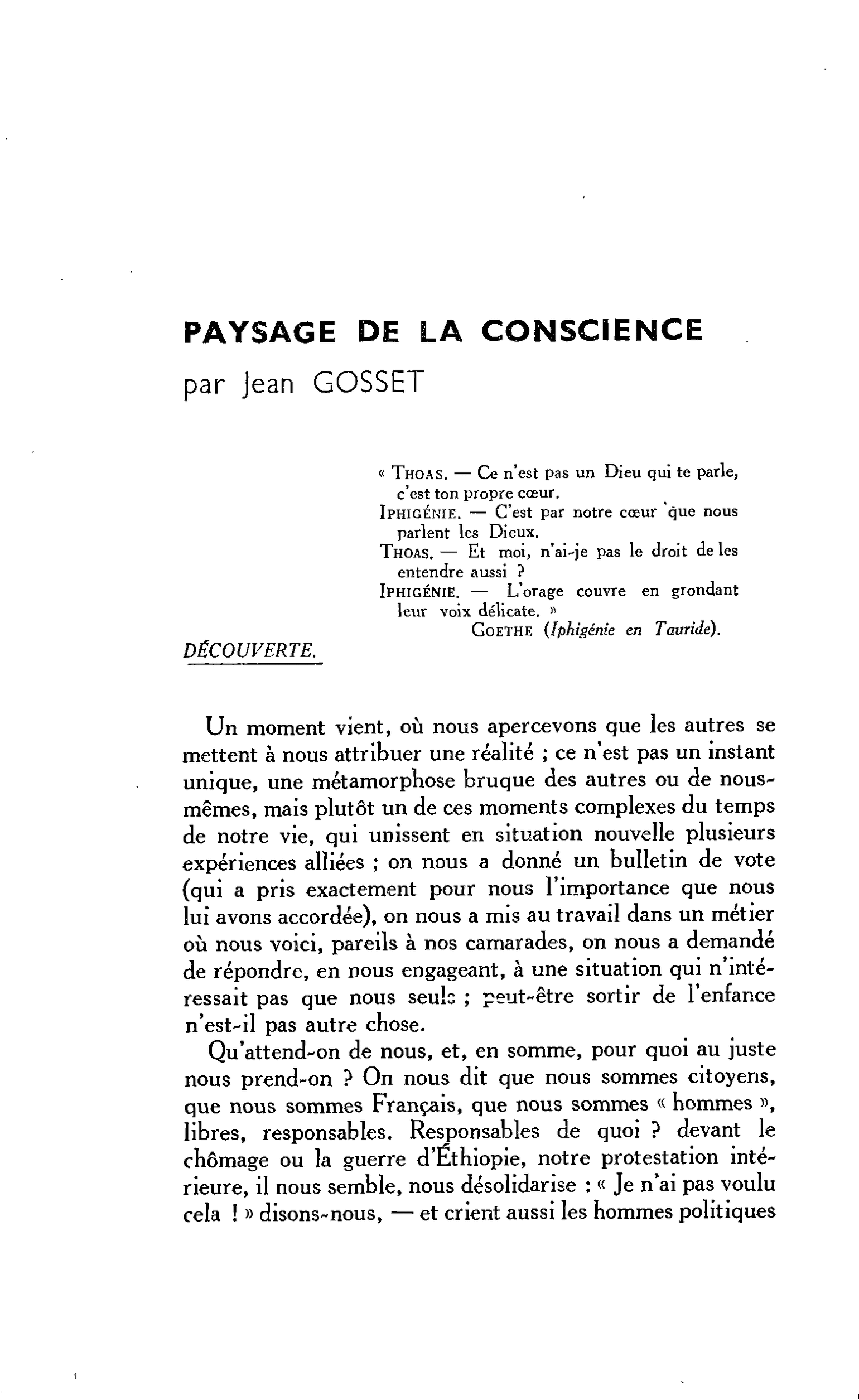PAYSAGE DE LA CONSCIENCE