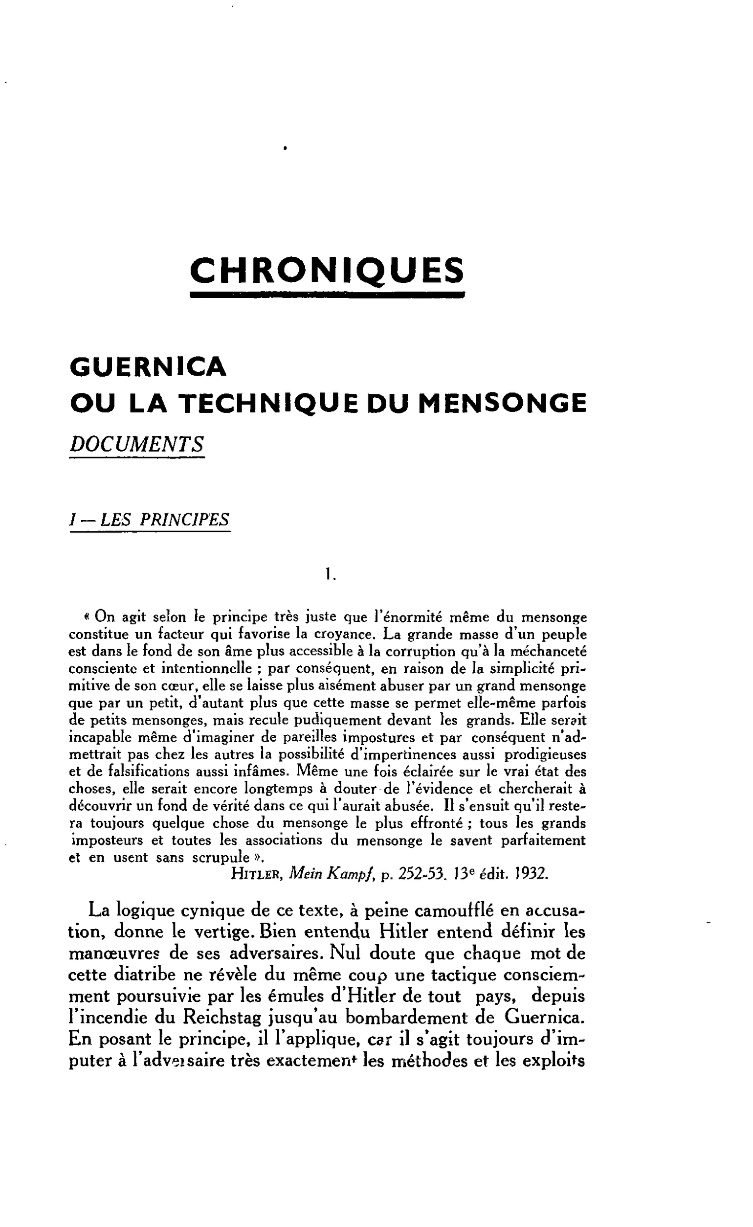 Guernica ou la technique du mensonge