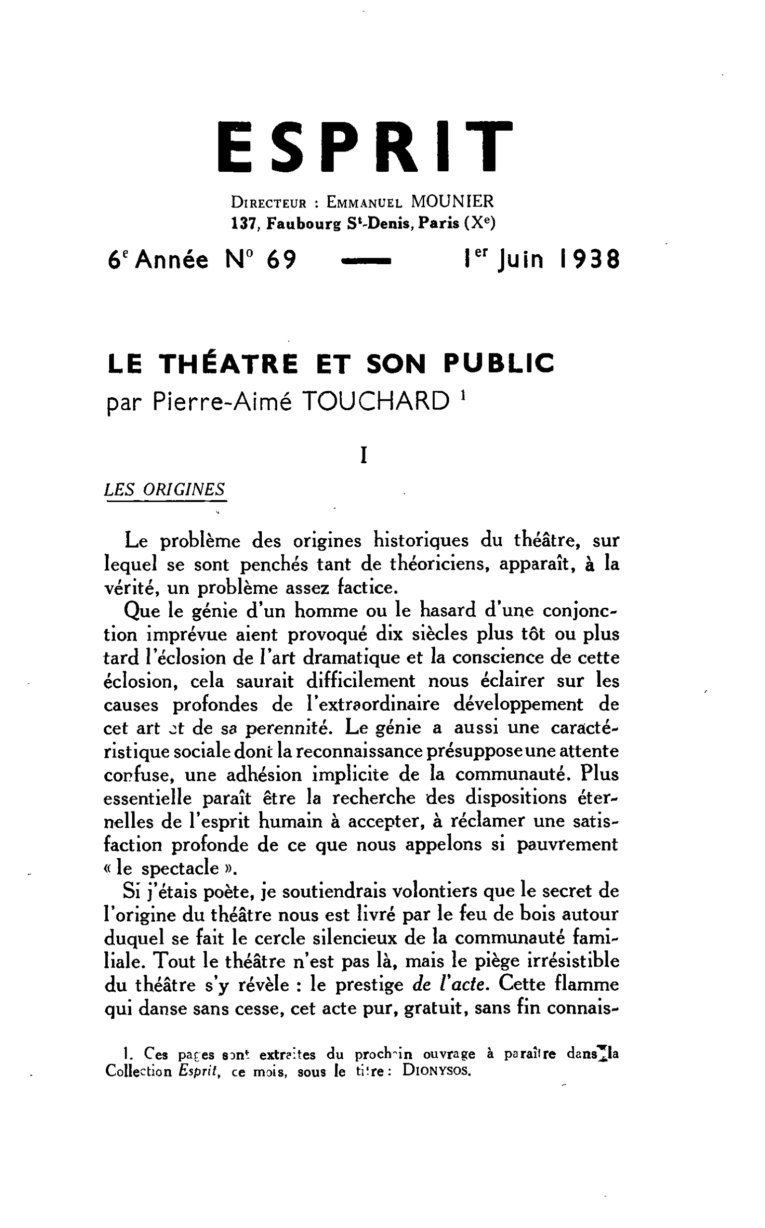 LE THÉÂTRE ET SON PUBLIC