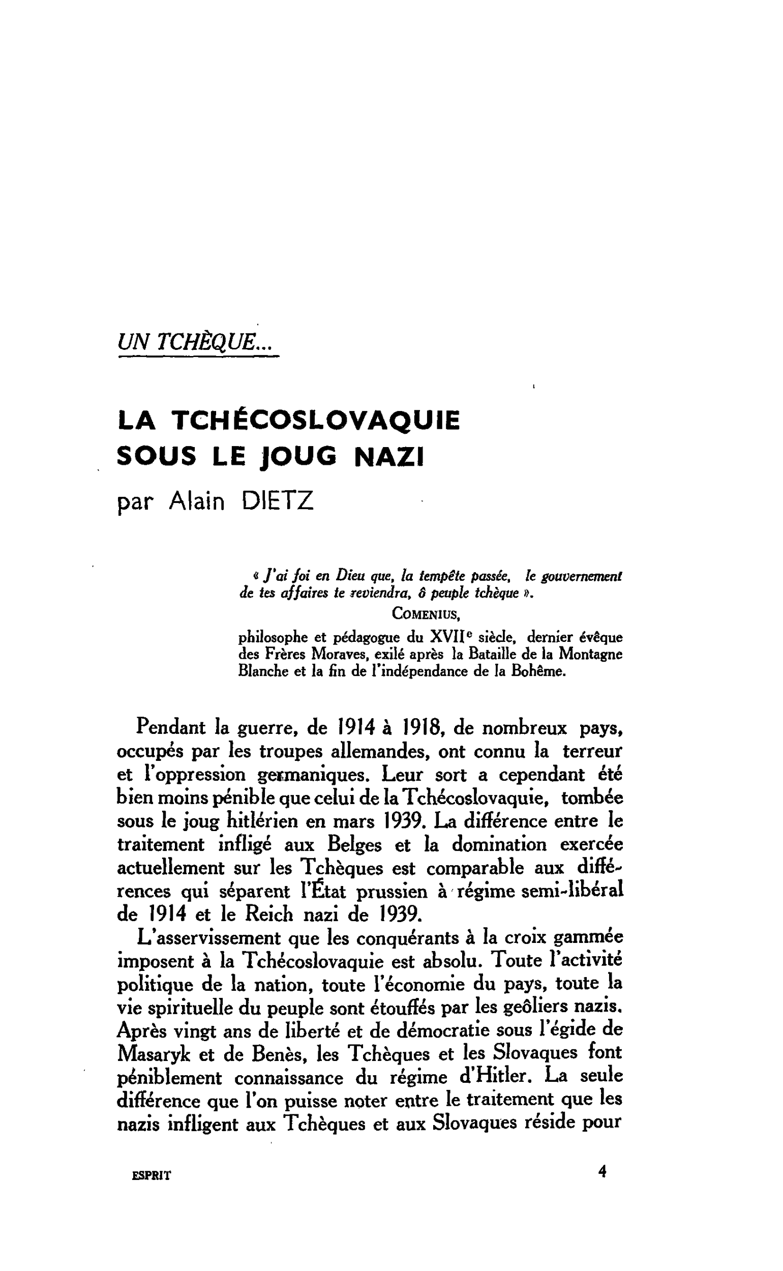 UN TCHÈQUE… LA TCHÉCOSLOVAQUIE SOUS LE JOUG NAZI