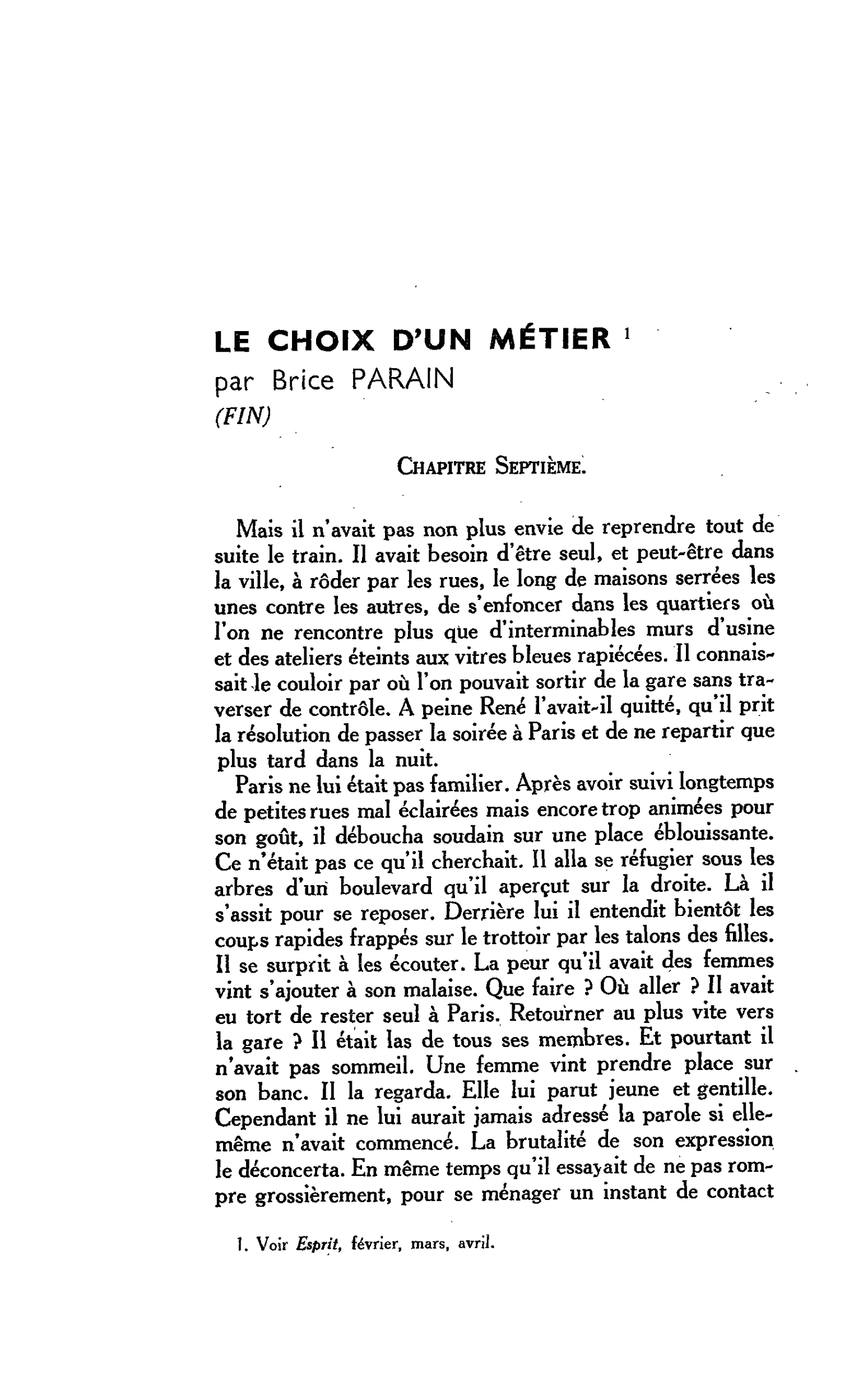 LE CHOIX D’UN MÉTIER (FIN)