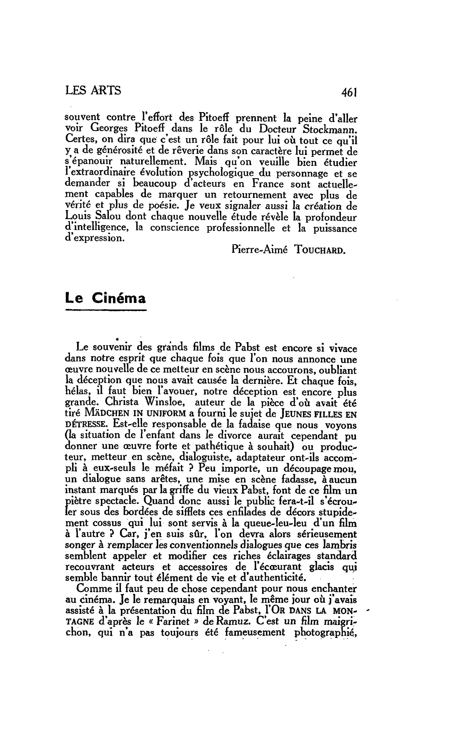 LES ARTS : Le Cinéma
