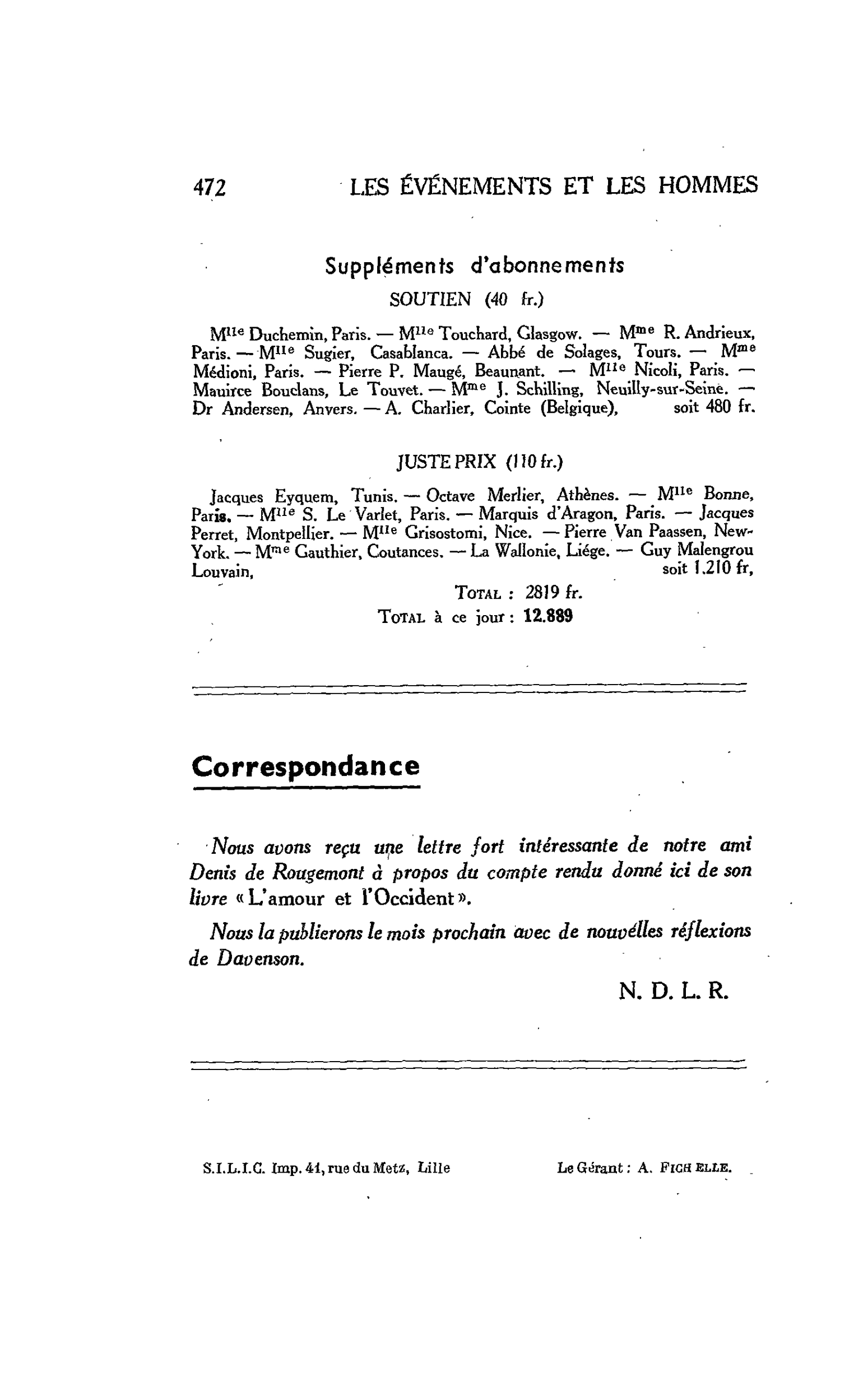 Correspondance