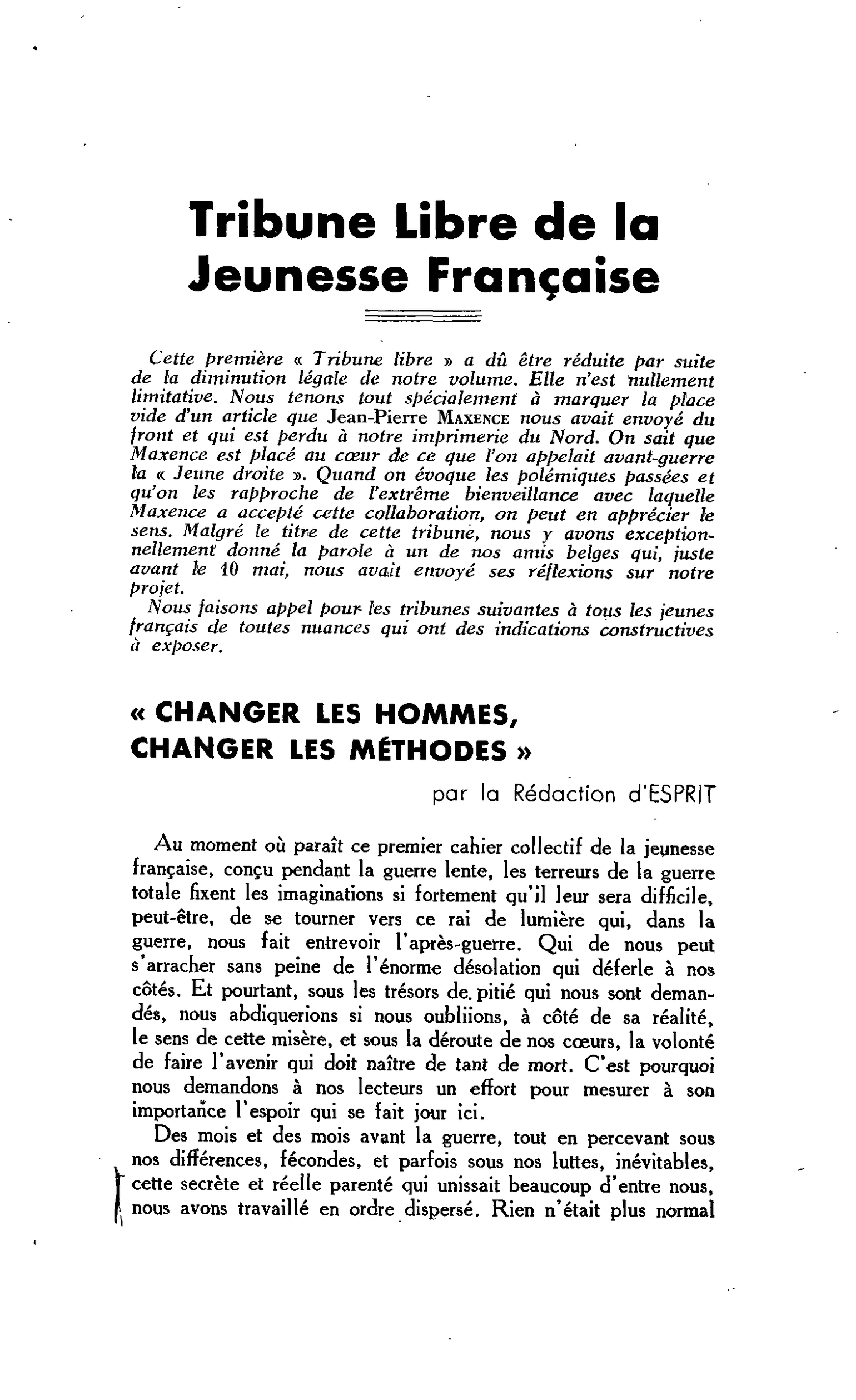 Tribune Libre de la Jeunesse Française