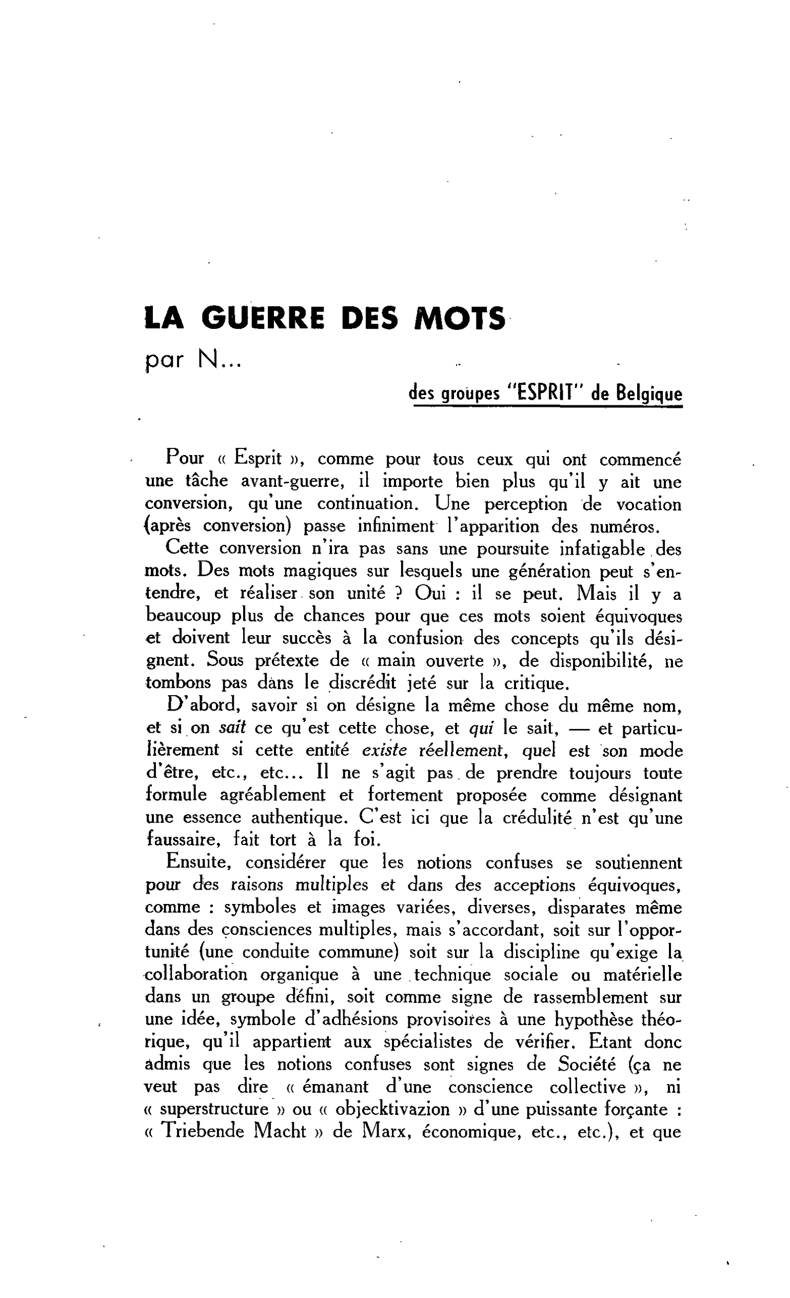 LA GUERRE DES MOTS