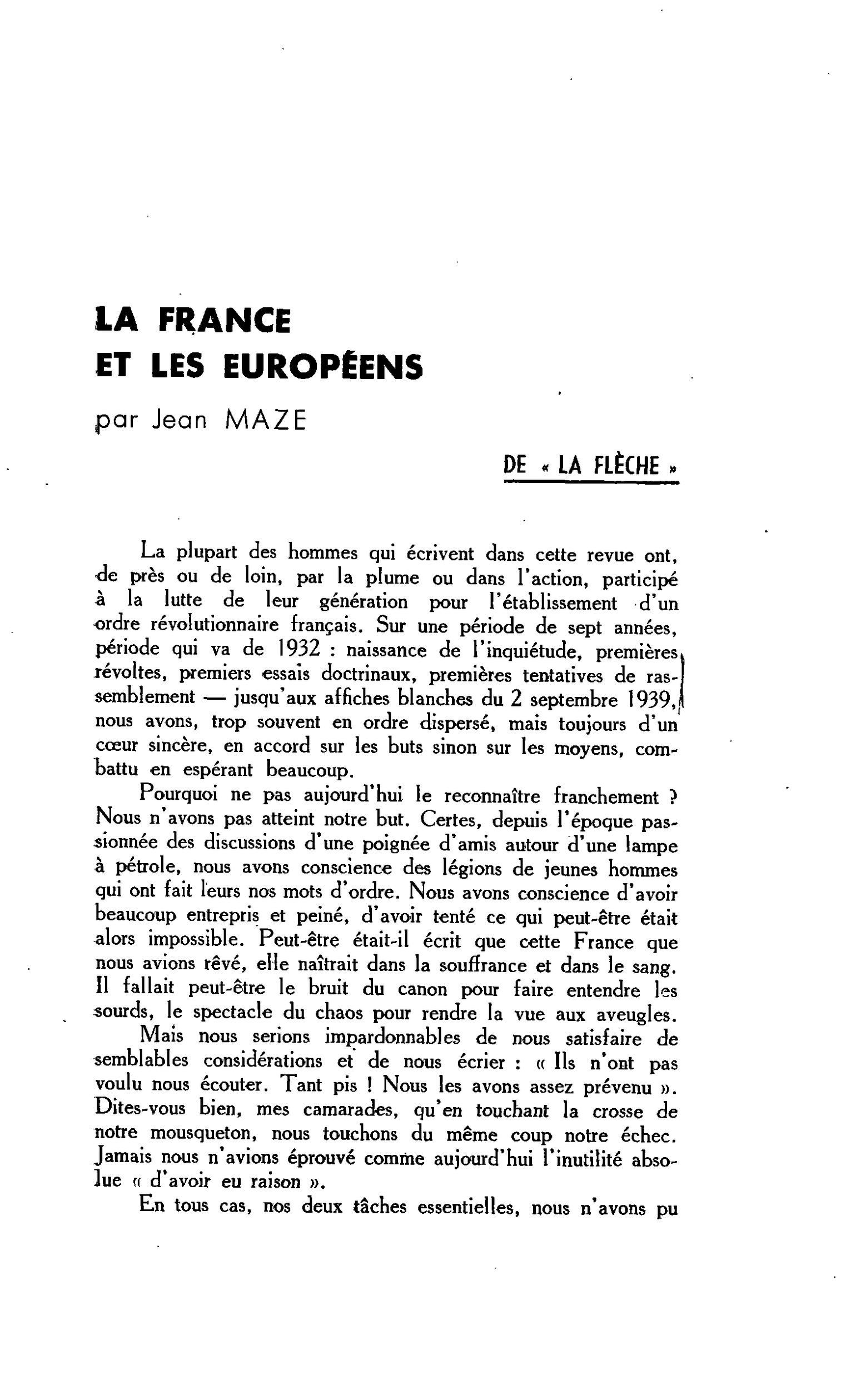 LA FRANCE ET LES EUROPÉENS