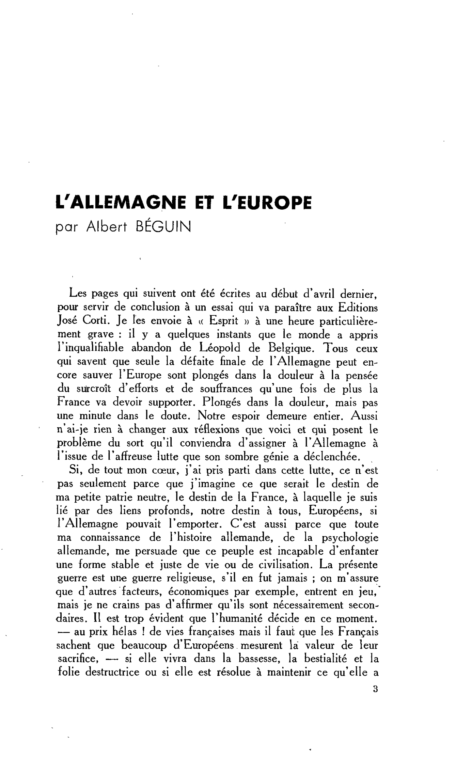 L’ALLEMAGNE ET L’EUROPE