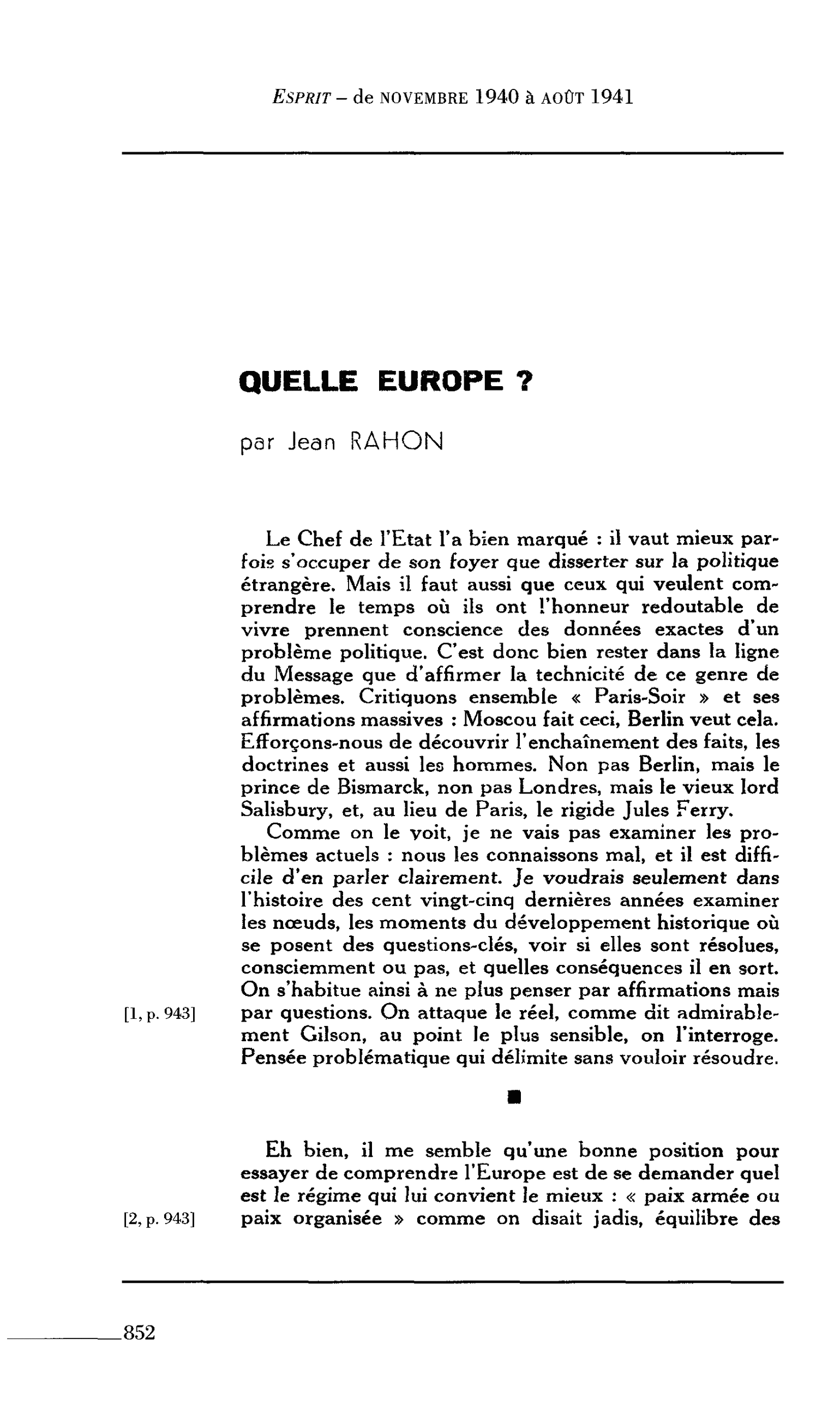 QUELLE EUROPE ?