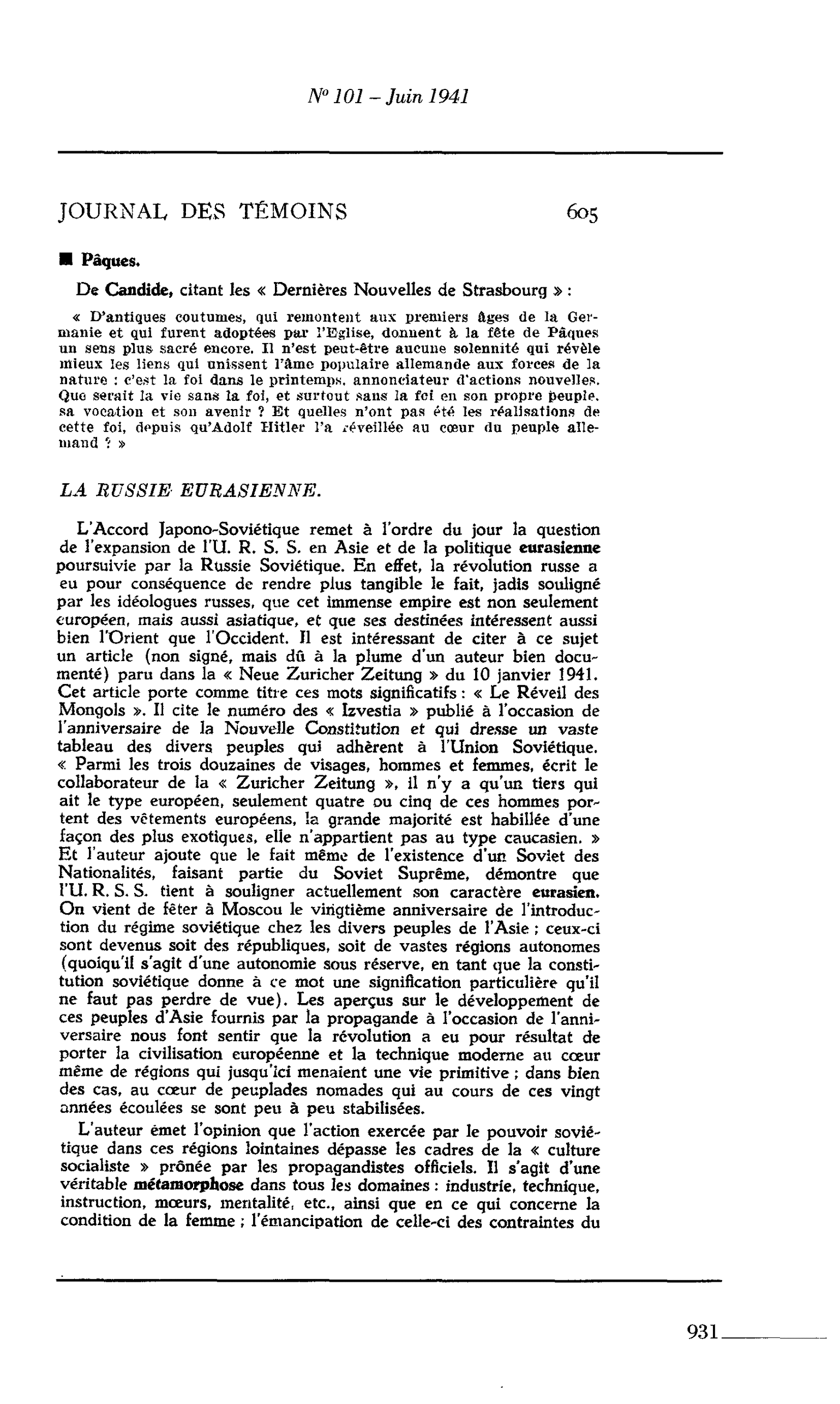Journal des Témoins : Pâques