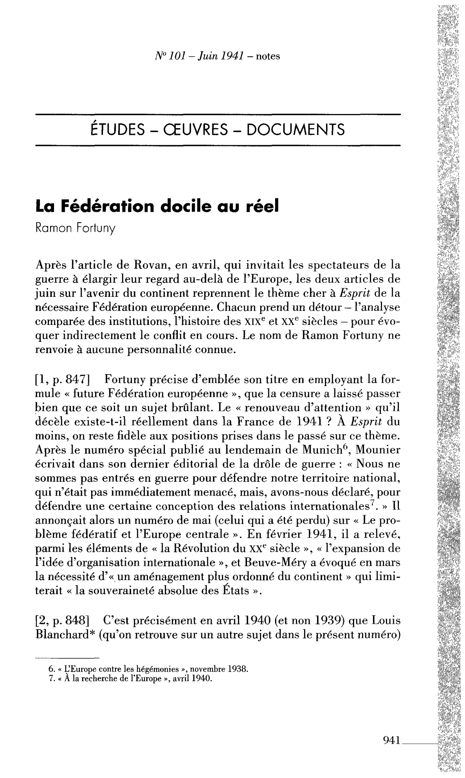 La Fédération docile au réel (par Fortuny Ramon)