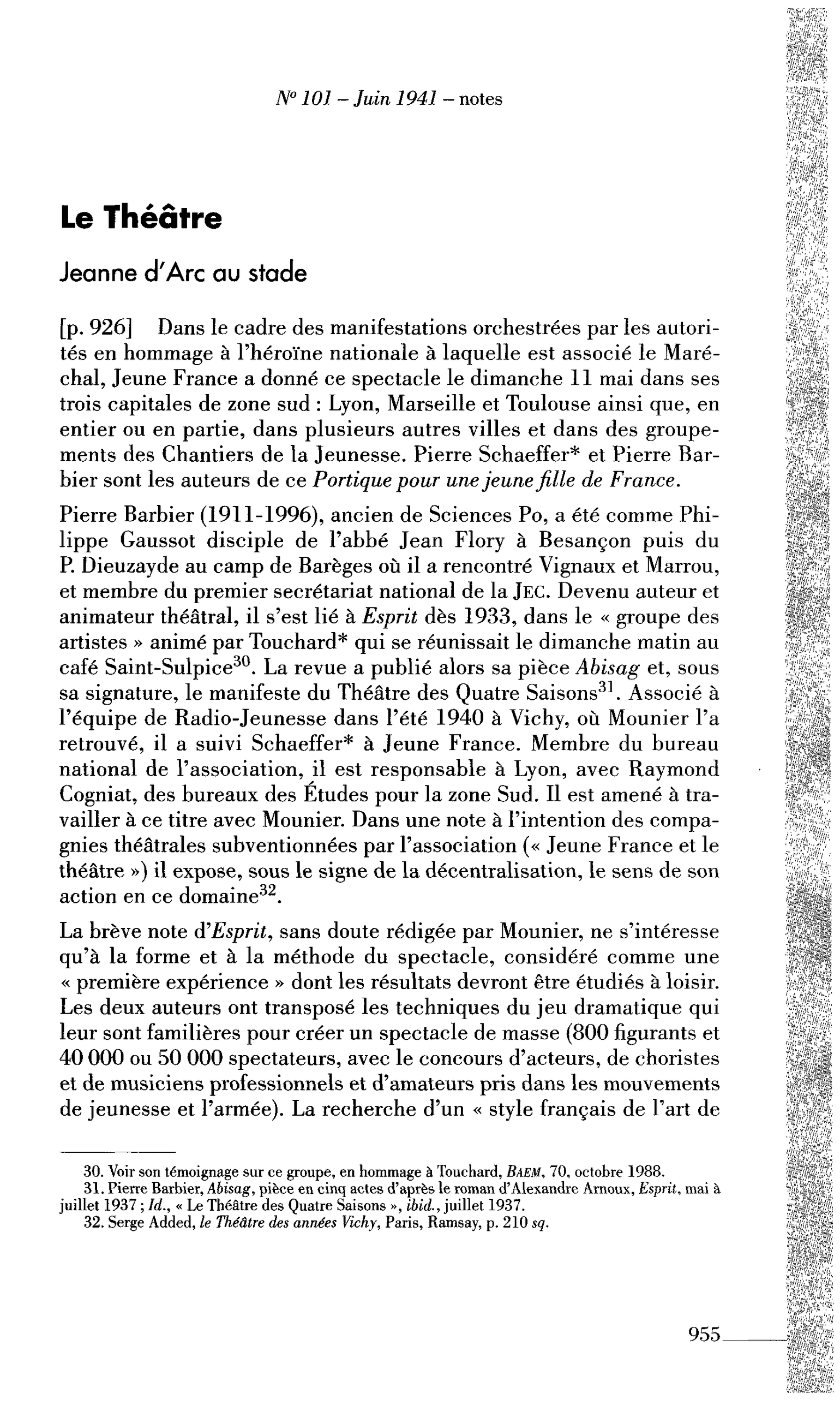 Le Théâtre : Jeanne d’Arc au stade