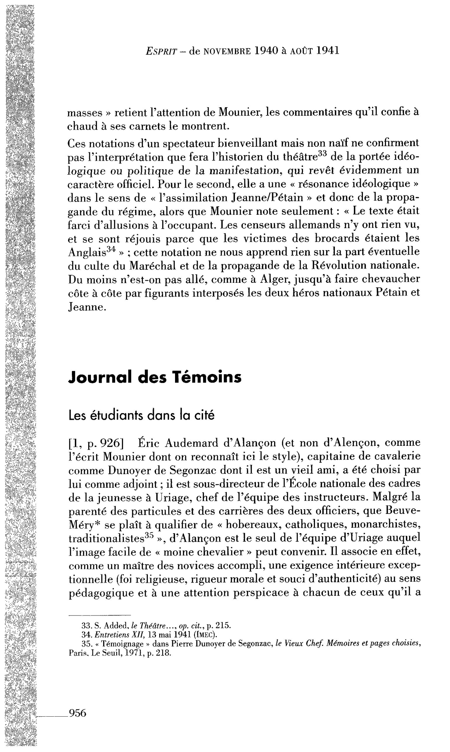 Journal des Témoins : Les étudiants dans la cité