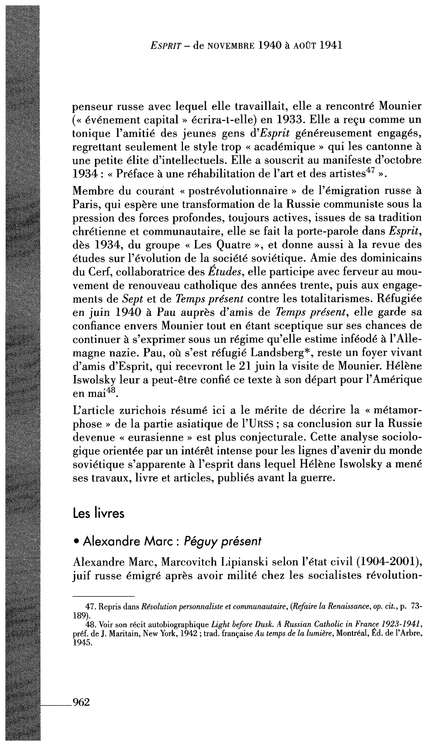Journal des Témoins : Les livres. Alexandre Marc : Péguy présent
