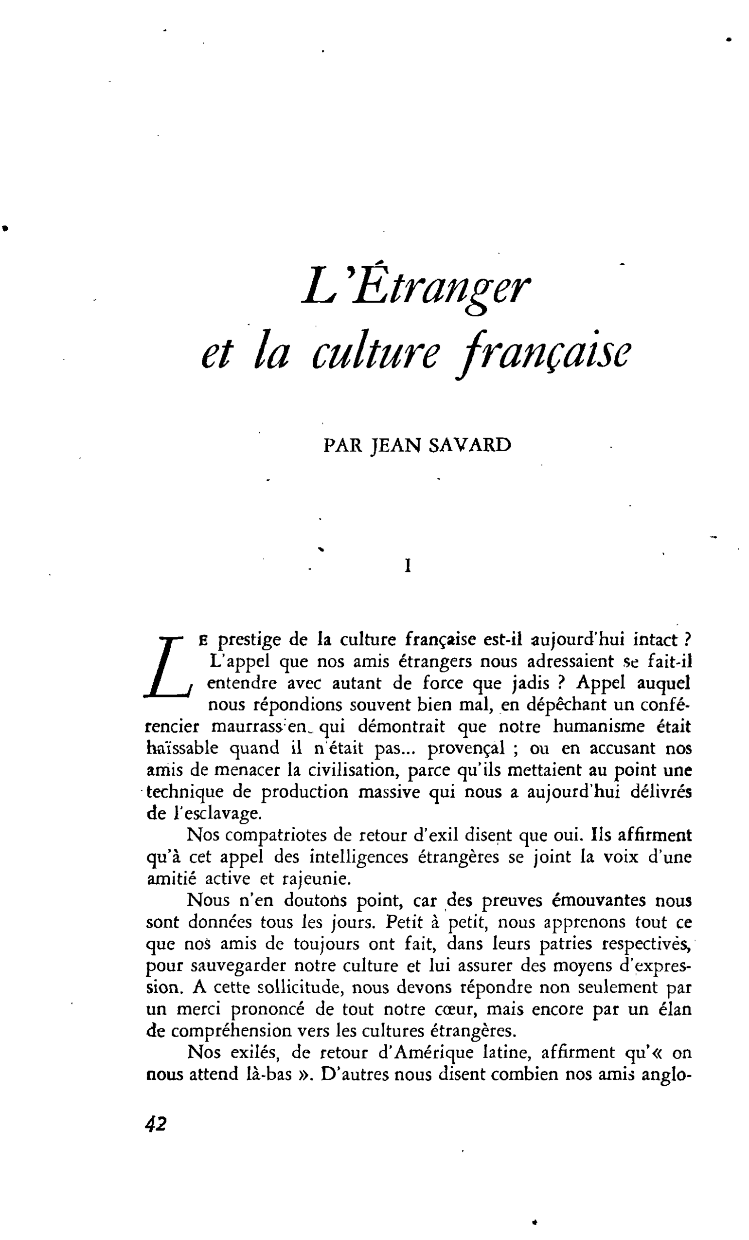 L’Étranger et la culture française