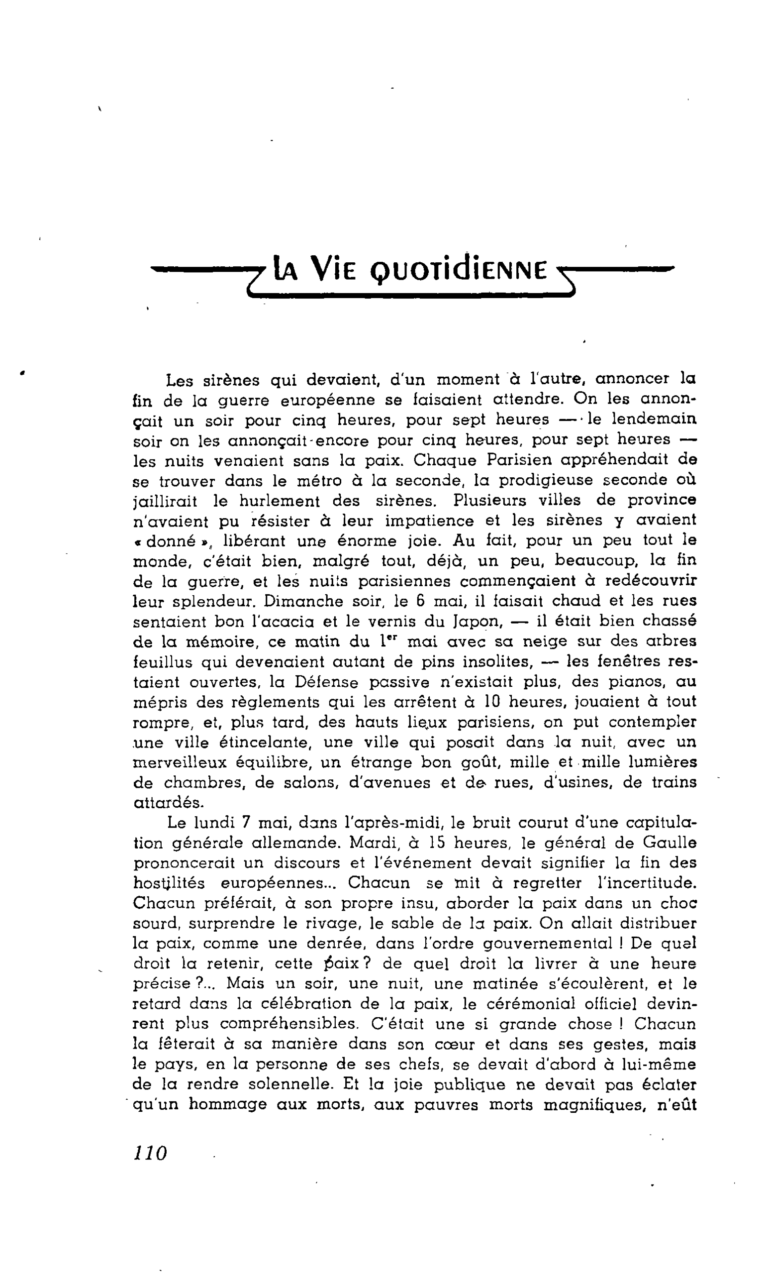 LA VIE QUOTIDIENNE