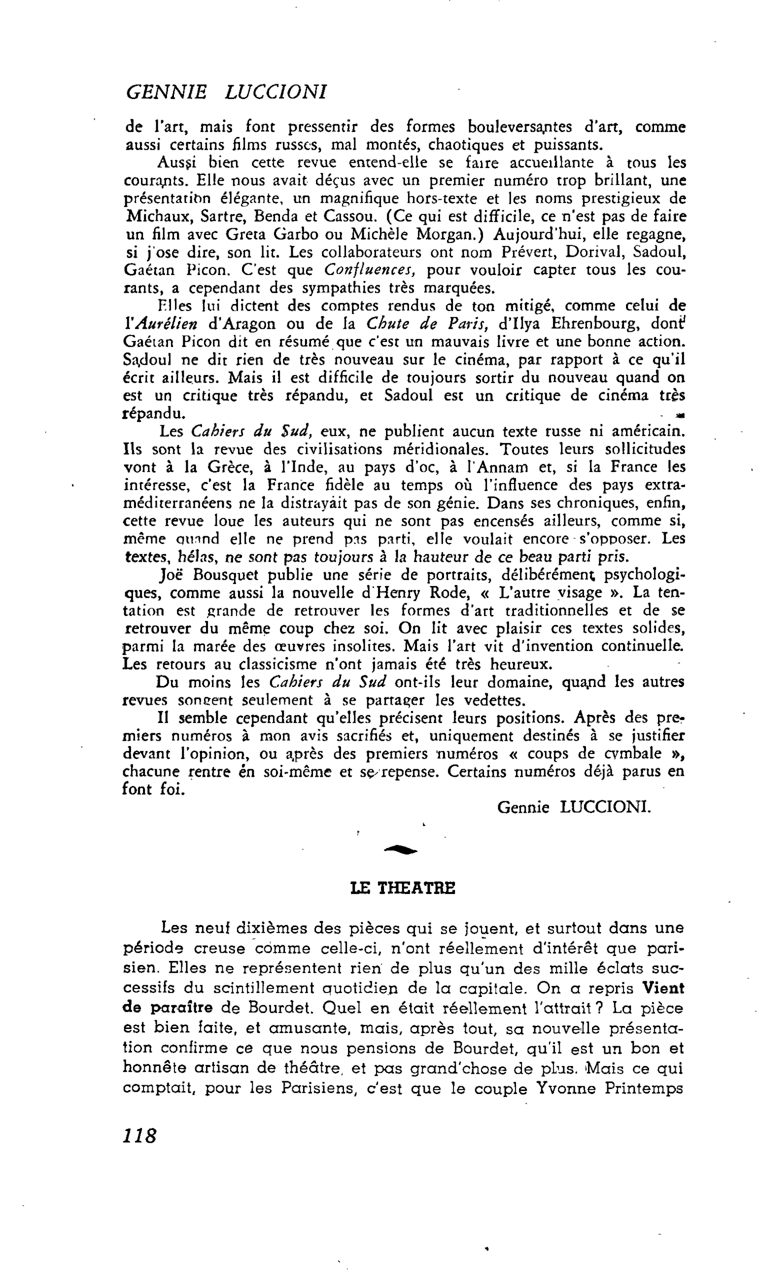 LES LETTRES : LE THEATRE
