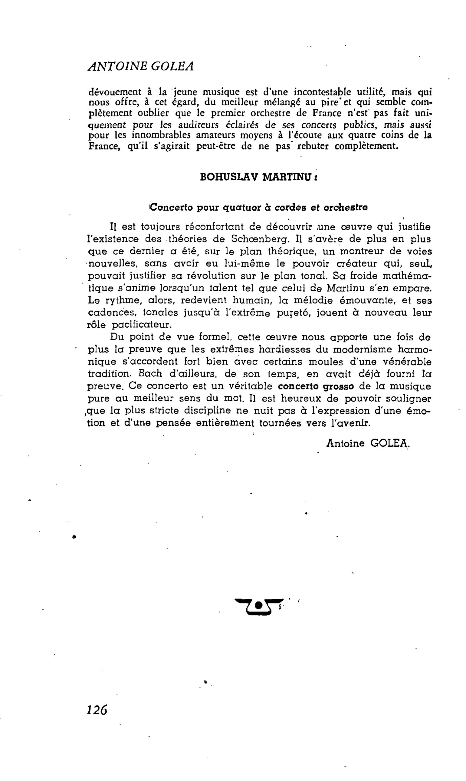 LES ARTS : BOHUSLAV MARTINU
