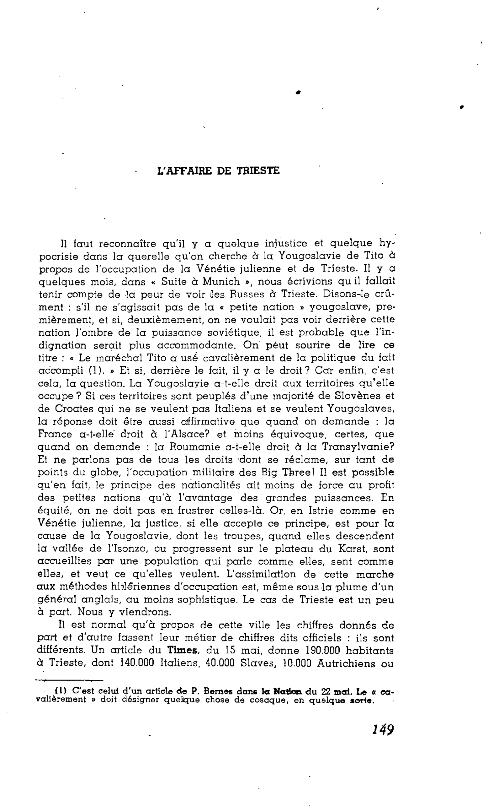 L’AFFAIRE DE TRIESTE
