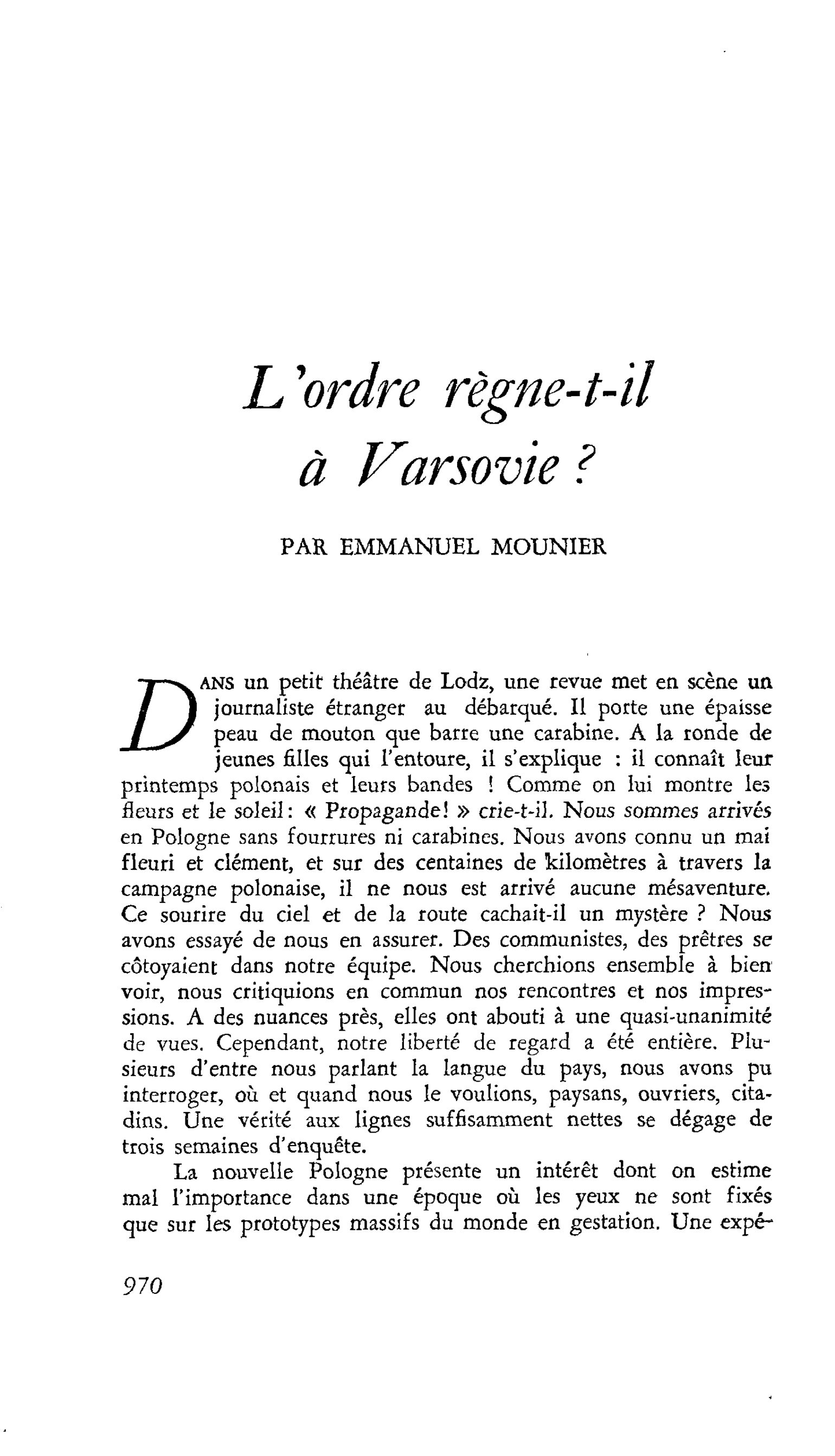 L’ordre règne-t-il à Varsovie ?