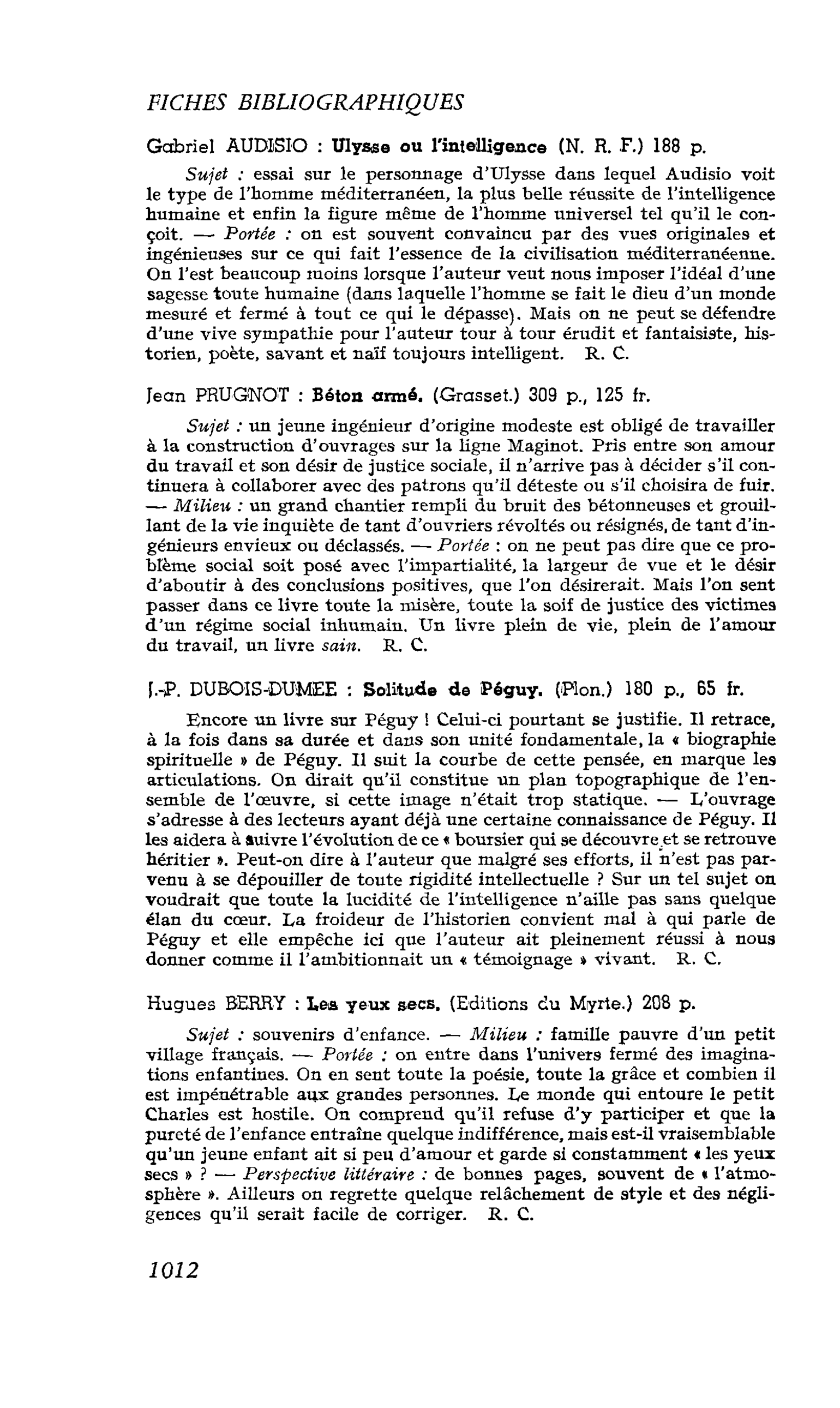 LES LETTRES. Gabriel AUDISIO : Ulysse ou l’intelligence