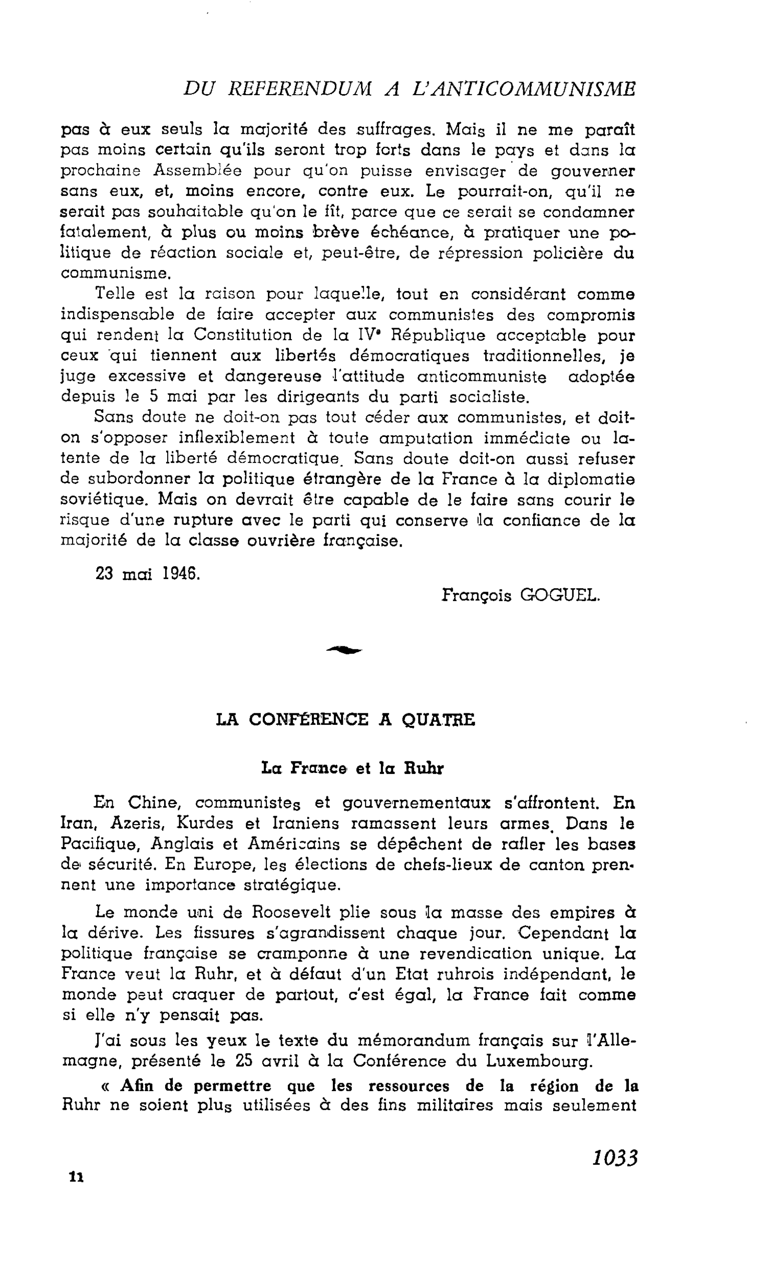 LA CITÉ : LA CONFÉRENCE A QUATRE